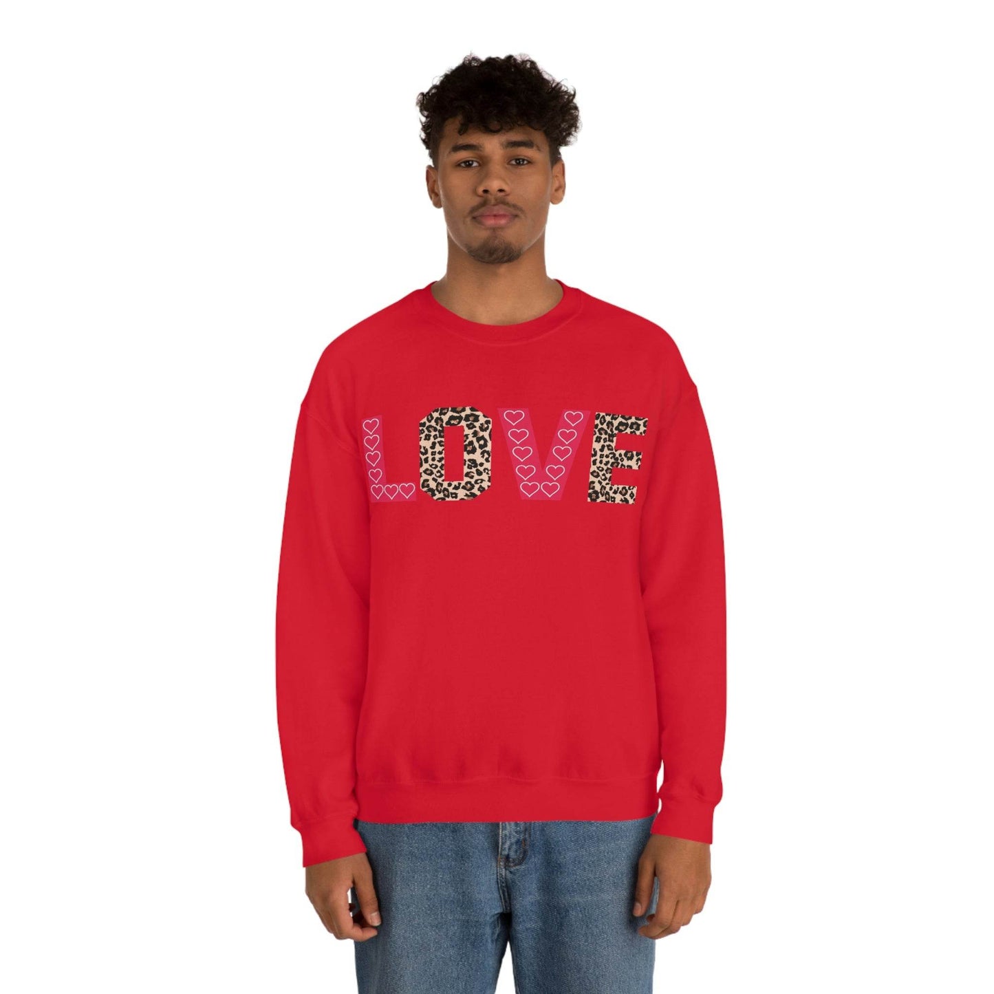 Love Sweatshirt with partial leopard print - Giftsmojo