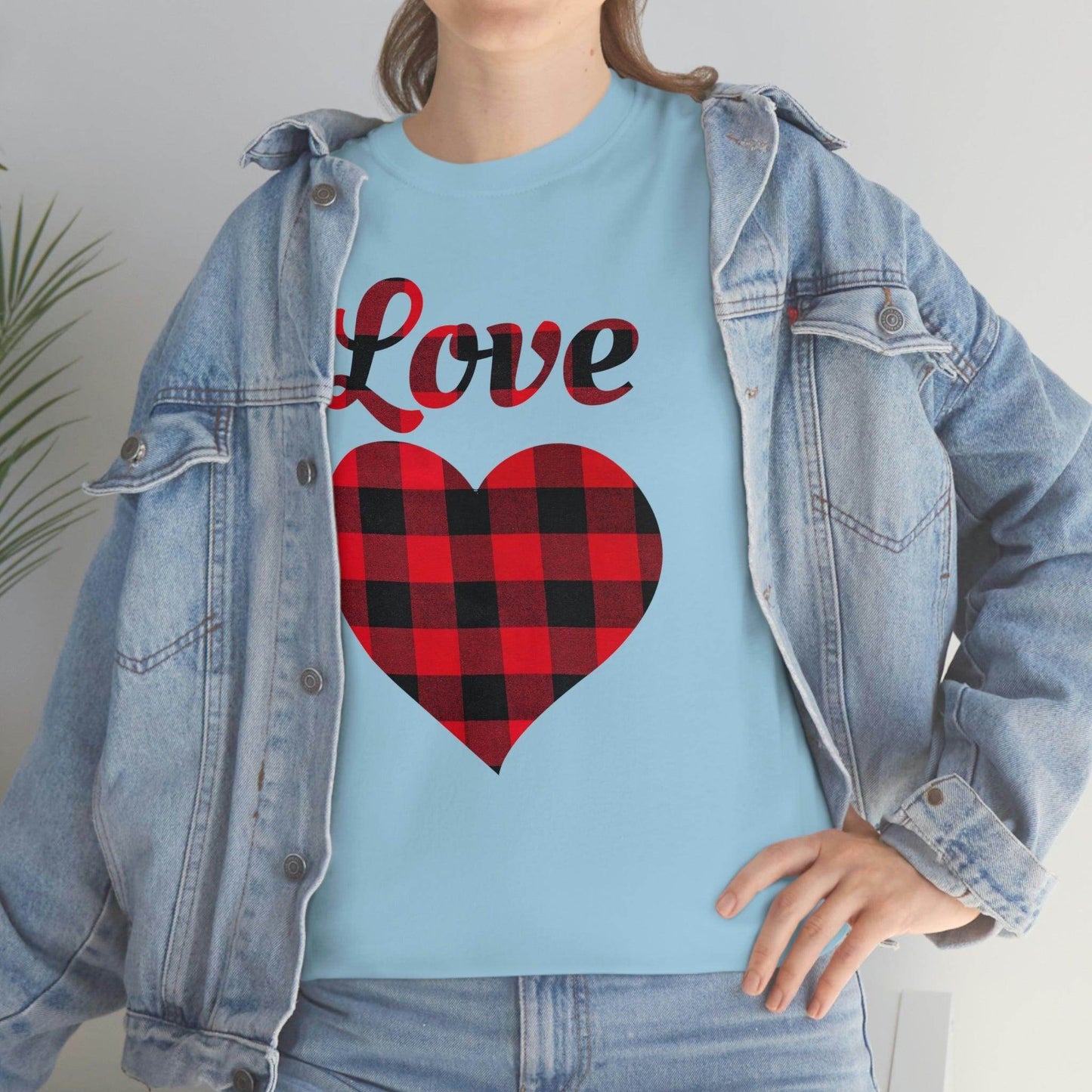 Plaid Love Heart Tee - Giftsmojo