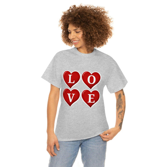 white 4hearts love Tee - Giftsmojo