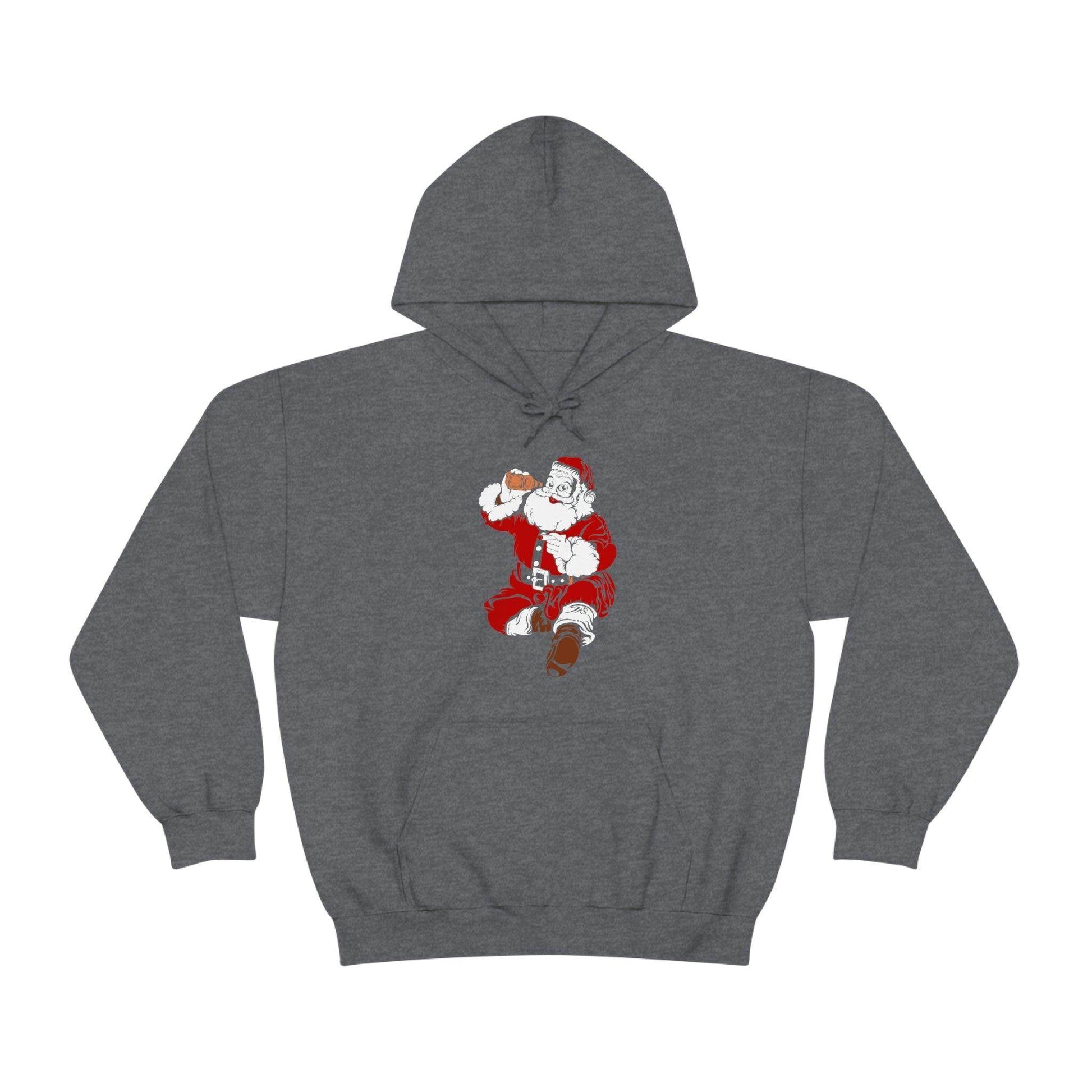 Santa drinking beer funny Hooded Sweatshirt, - Giftsmojo