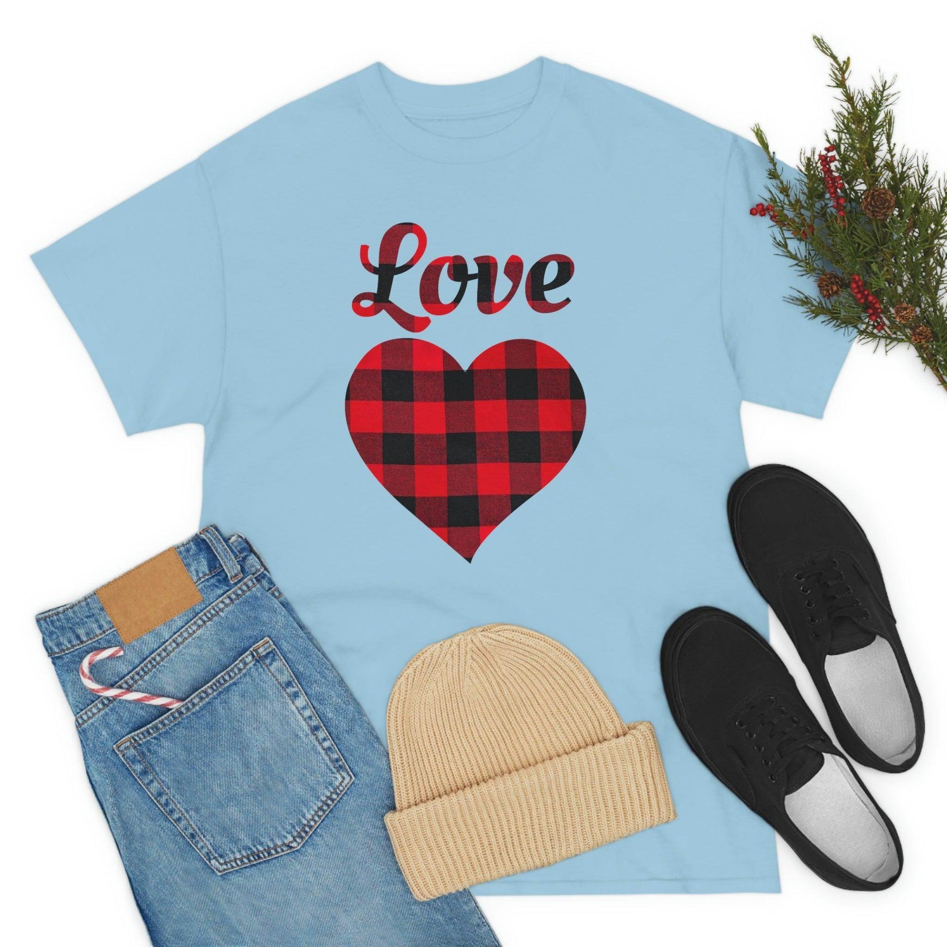 Plaid Love Heart Tee - Giftsmojo