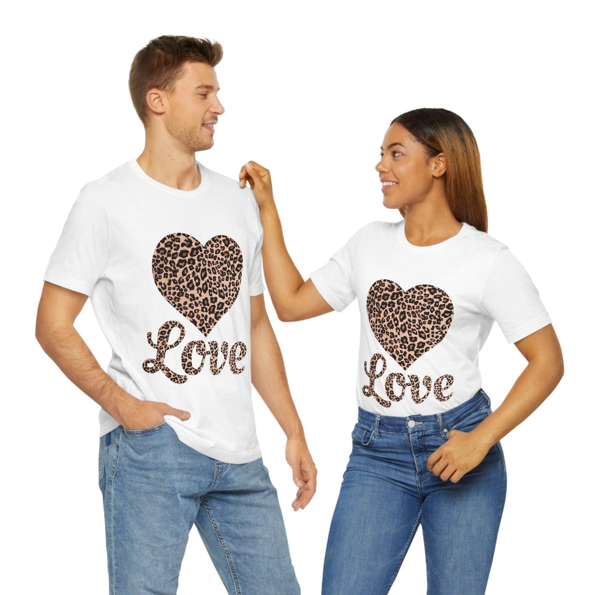 Leopard Print, Love Heart Tee, - Giftsmojo