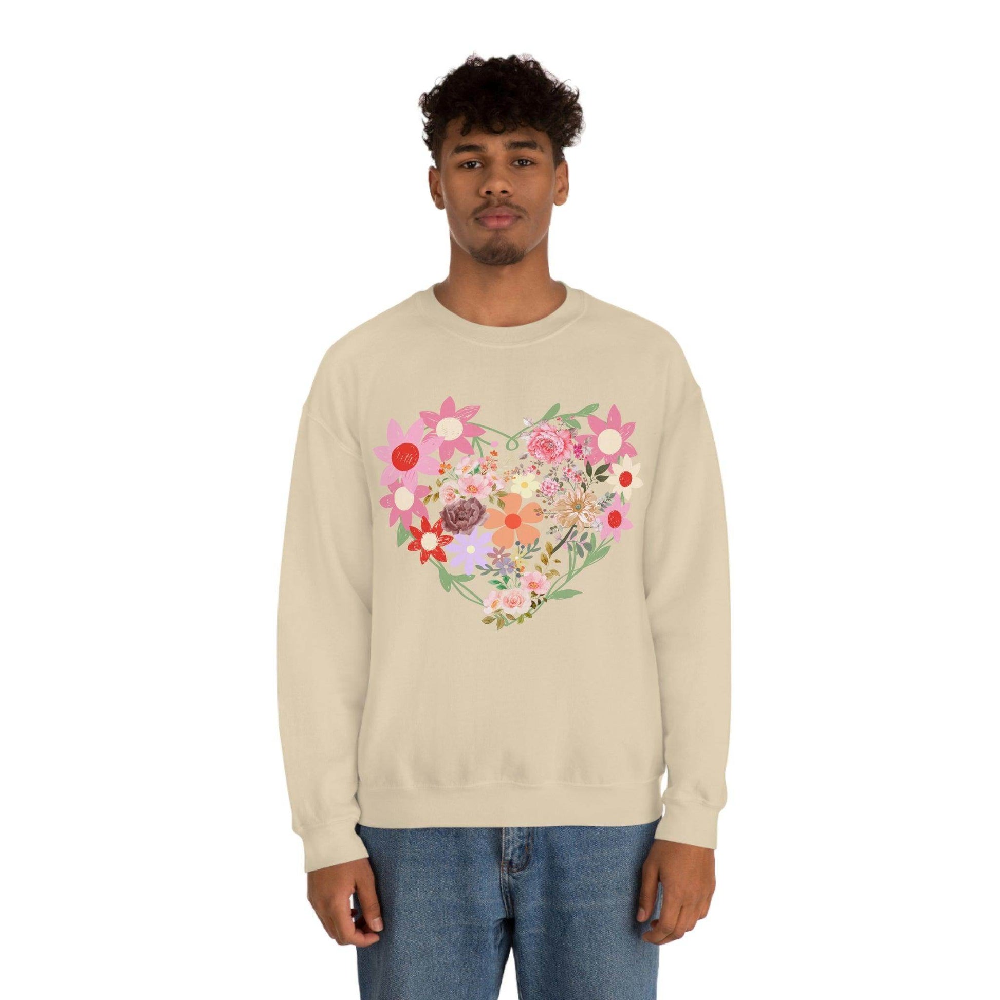 Flower Heart sweatshirt - Floral sweatshirt - Love Sweatshirt - Giftsmojo