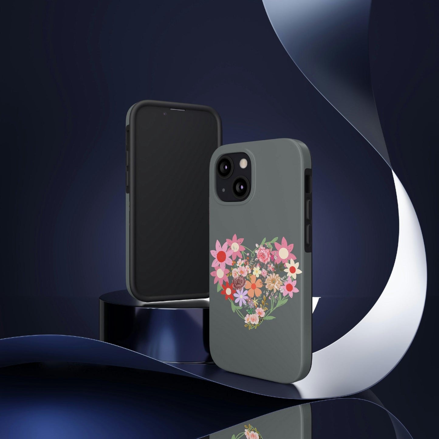 Floral Heart phone case, Tough Phone Cases, Mom Phone Case fit for iPhone 14 Pro, 13, 12, 11 Pro Max, Xr, Xs, 8+, 7, And Samsung S