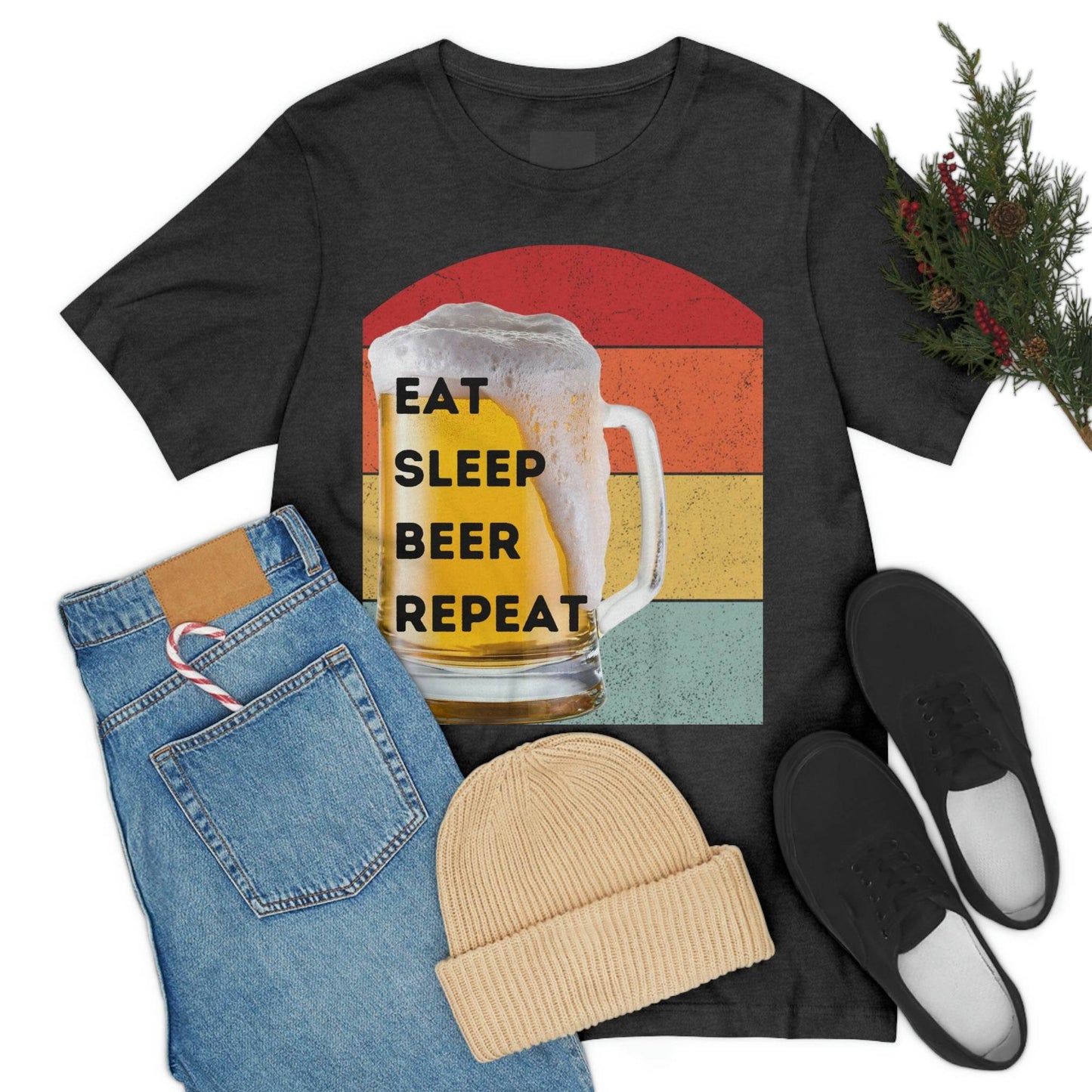 Retro shirt Eat Sleep Beer Repeat - funny beer shirt - Giftsmojo