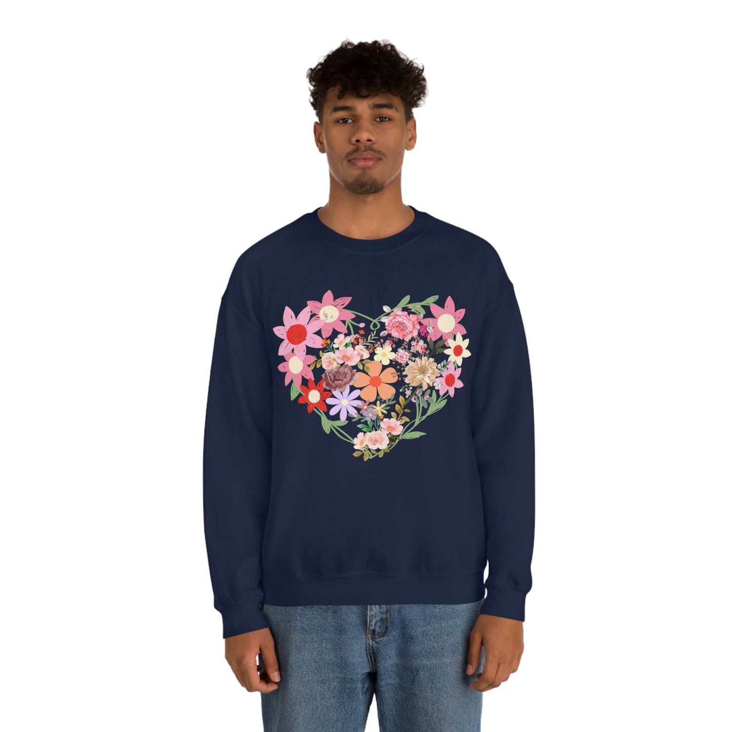 Flower Heart sweatshirt - Floral sweatshirt - Love Sweatshirt - Giftsmojo
