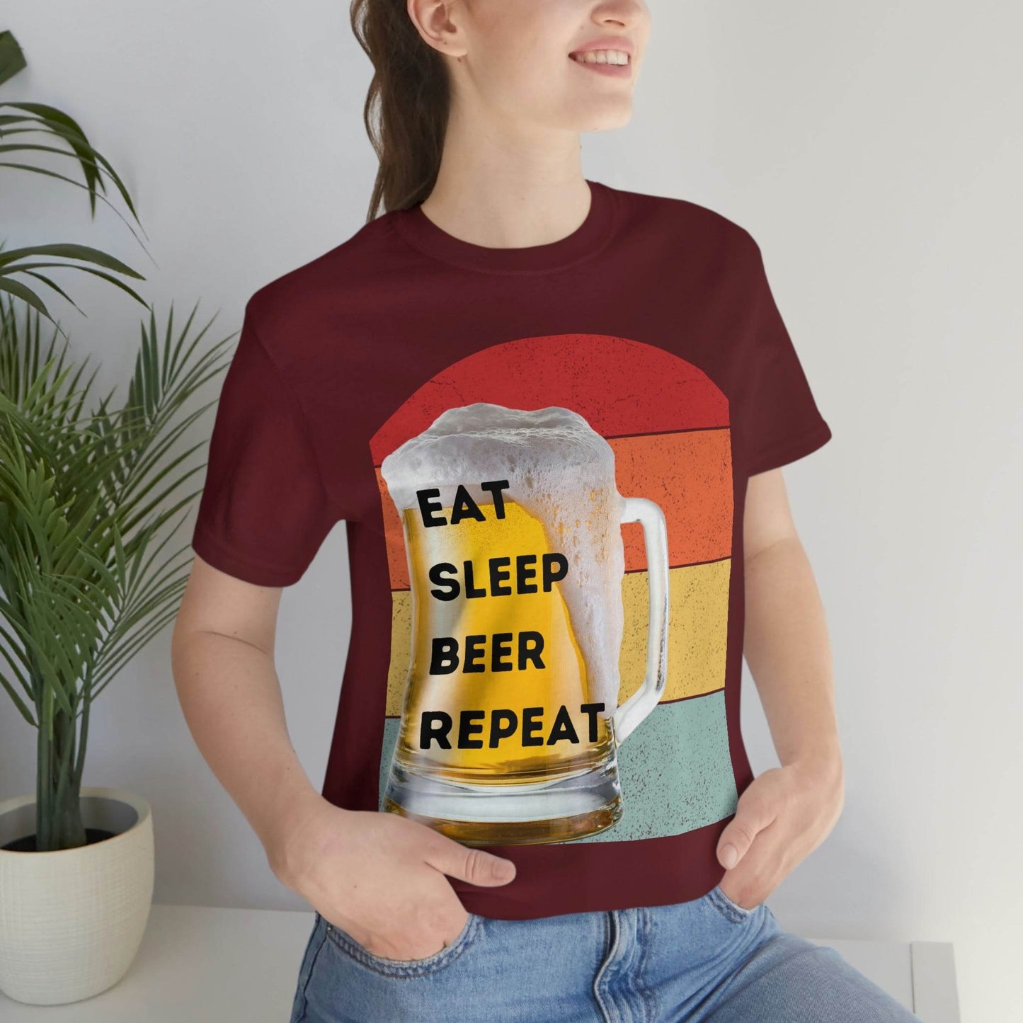 Retro shirt Eat Sleep Beer Repeat - funny beer shirt - Giftsmojo