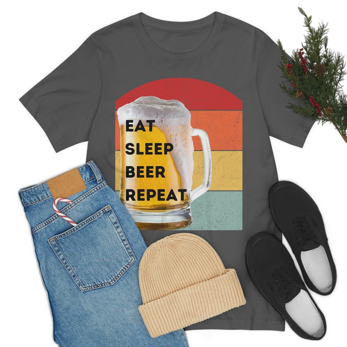 Retro shirt Eat Sleep Beer Repeat - funny beer shirt - Giftsmojo
