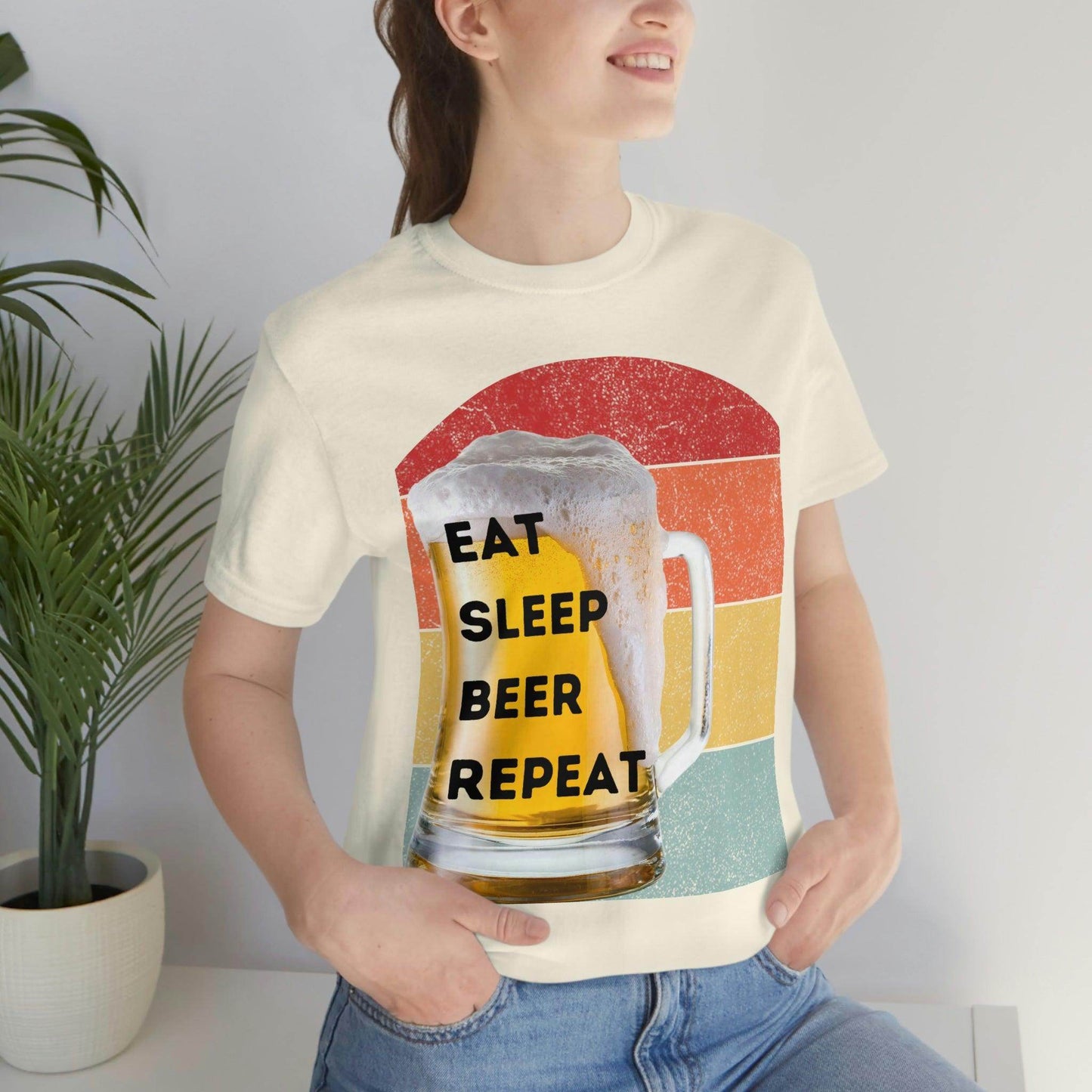 Retro shirt Eat Sleep Beer Repeat - funny beer shirt - Giftsmojo