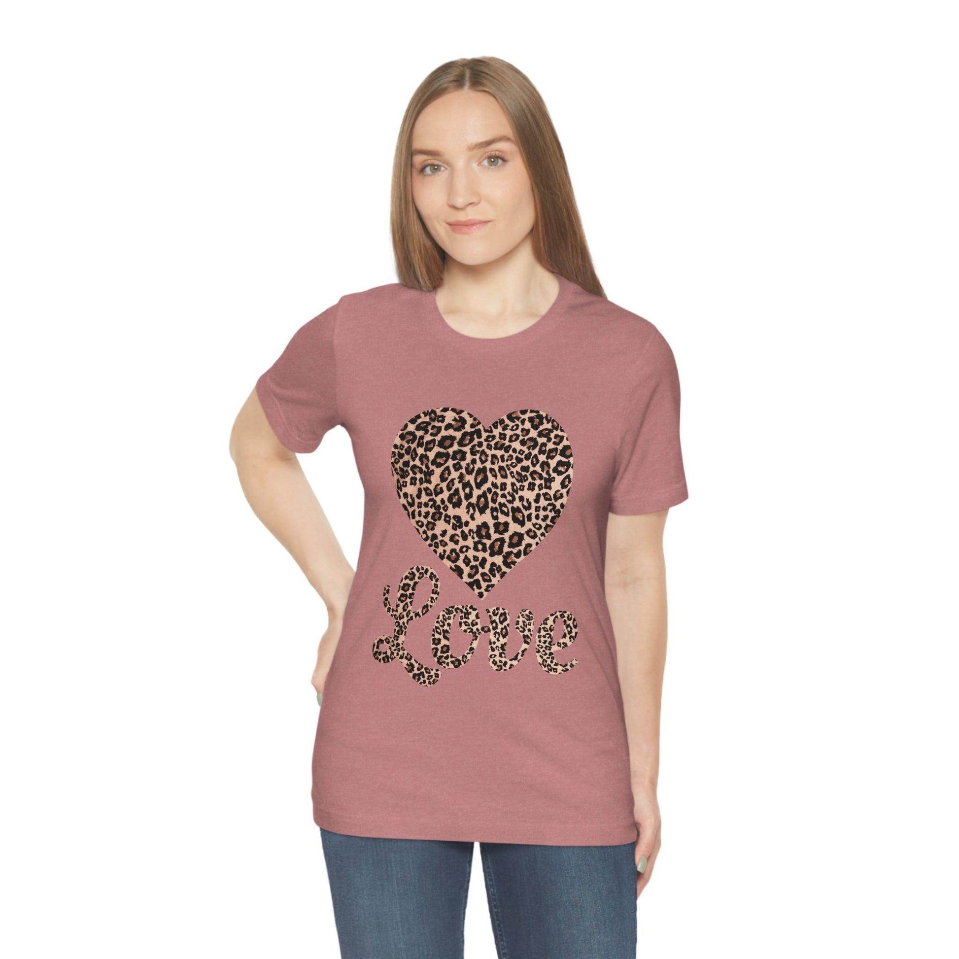 Leopard Print, Love Heart Tee, - Giftsmojo
