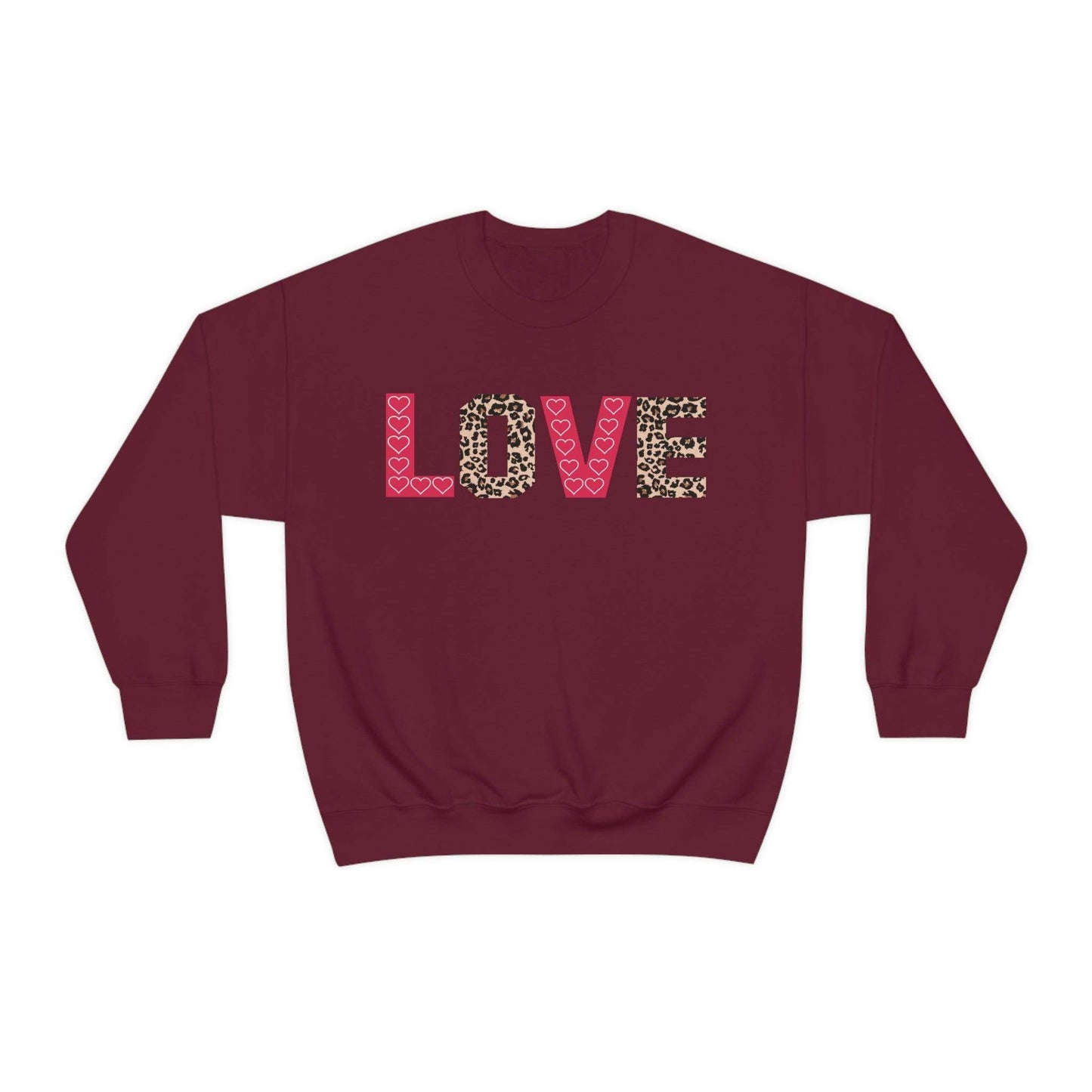 Love Sweatshirt with partial leopard print - Giftsmojo