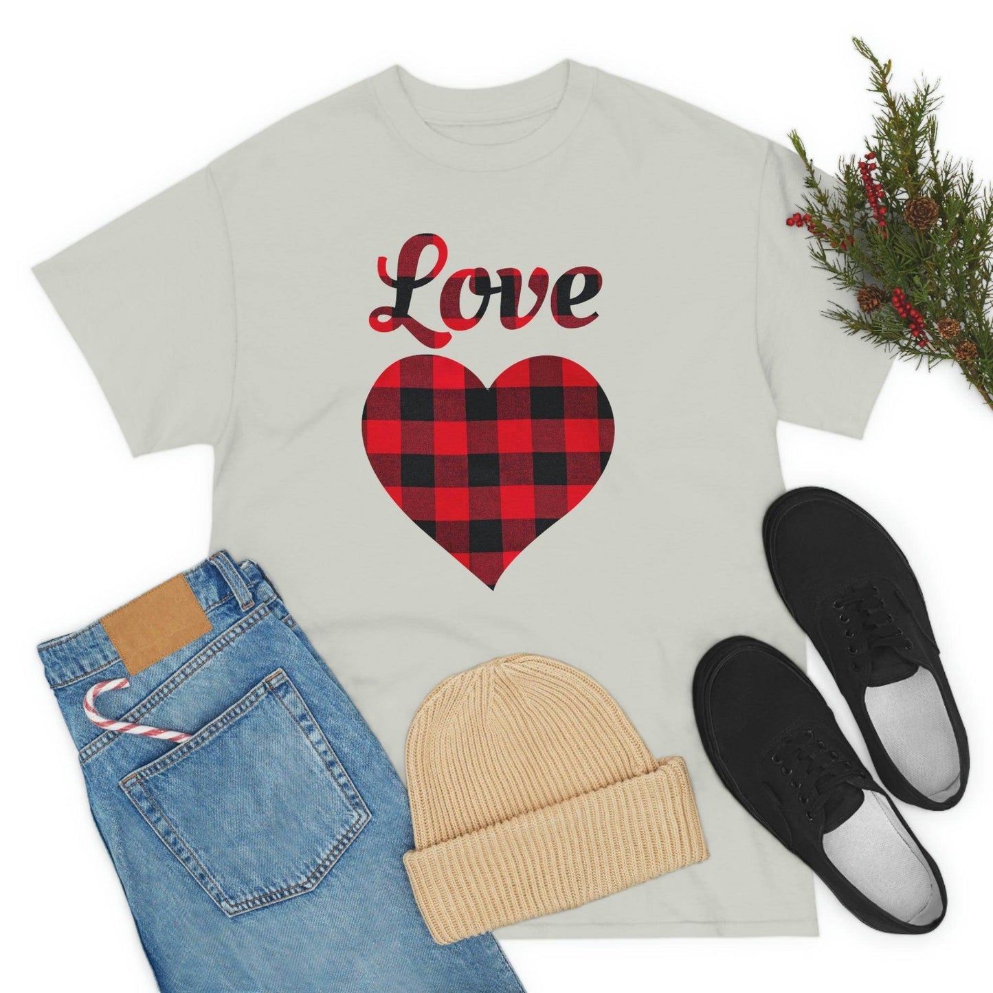 Plaid Love Heart Tee - Giftsmojo