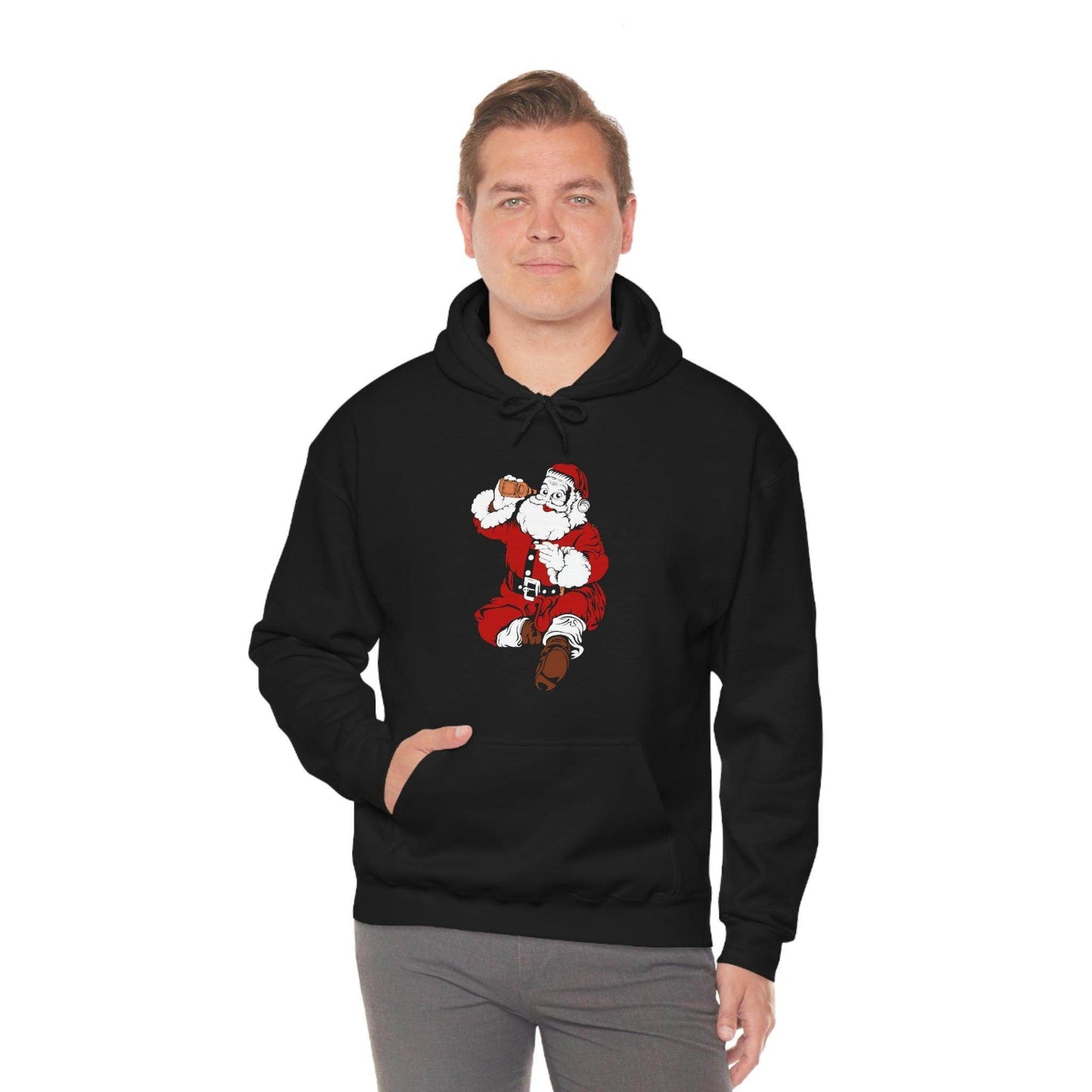 Santa drinking beer funny Hooded Sweatshirt, - Giftsmojo
