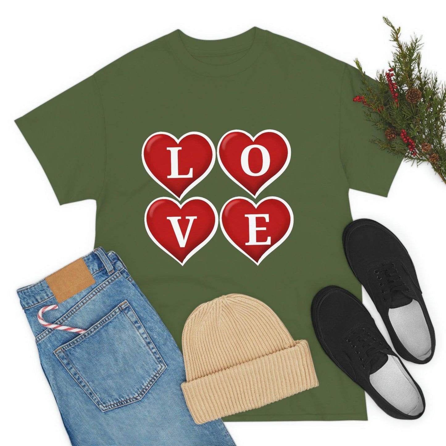 white 4hearts love Tee - Giftsmojo