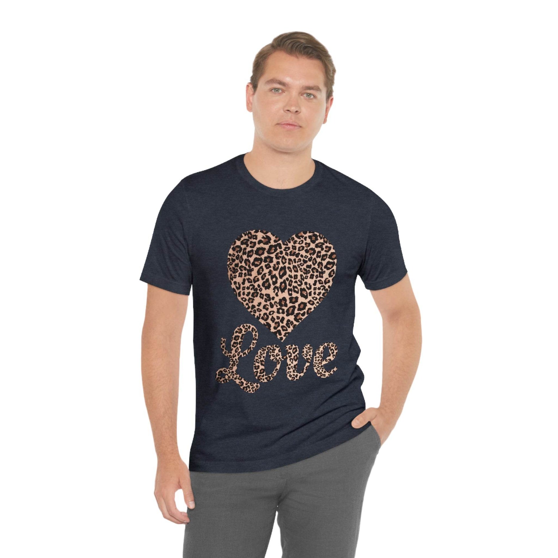 Leopard Print, Love Heart Tee, - Giftsmojo