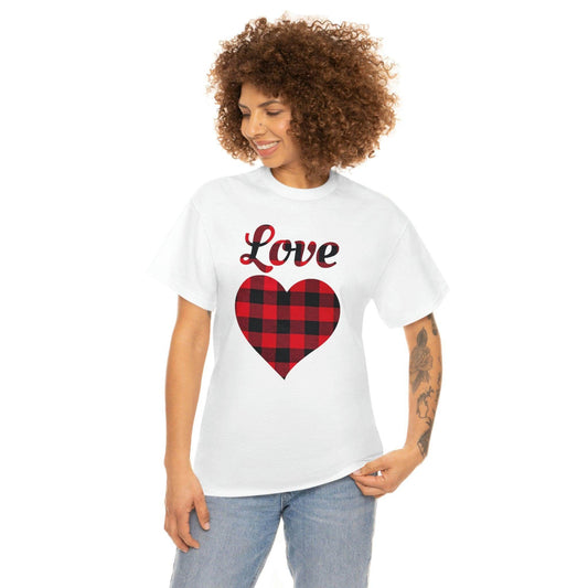 Plaid Love Heart Tee - Giftsmojo