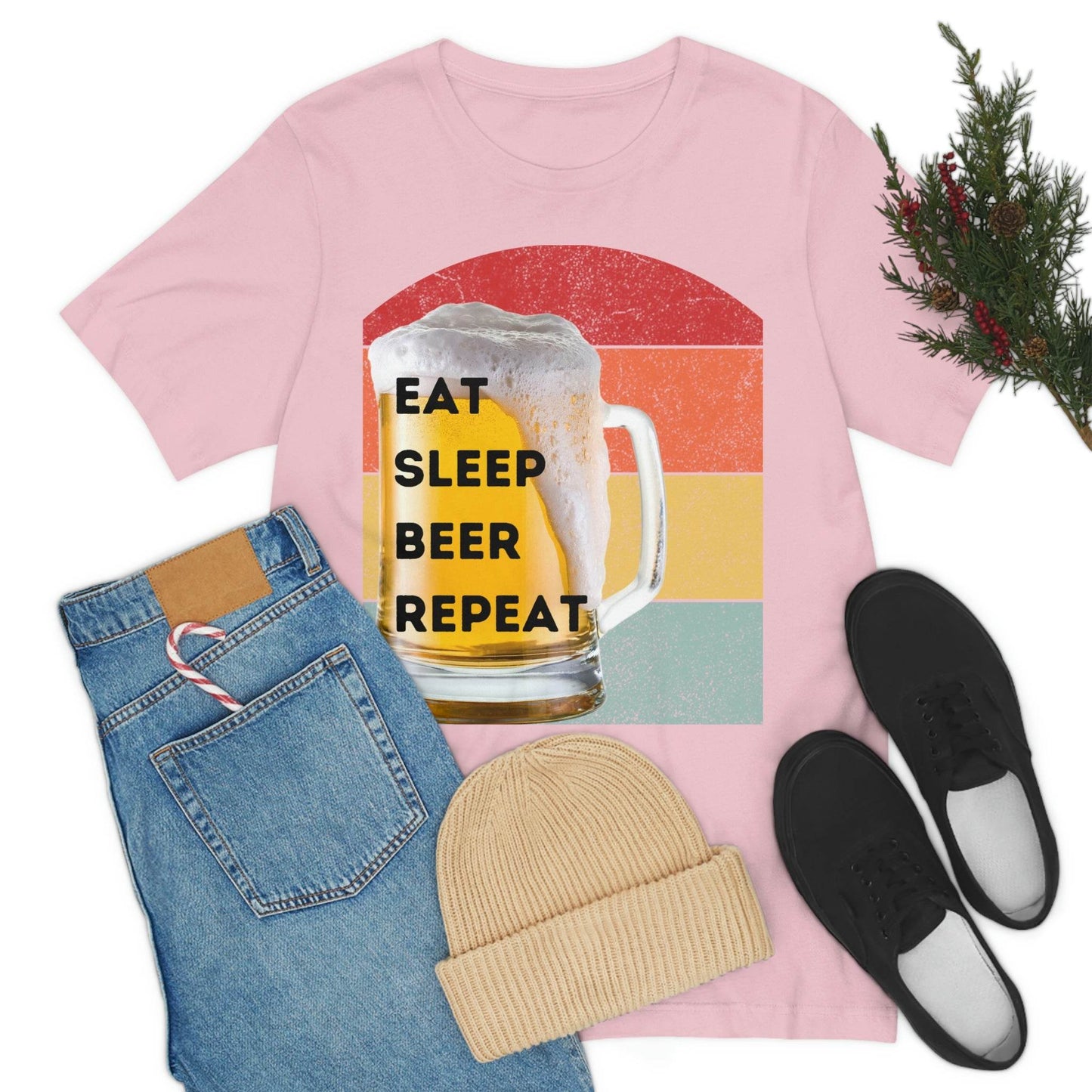 Retro shirt Eat Sleep Beer Repeat - funny beer shirt - Giftsmojo