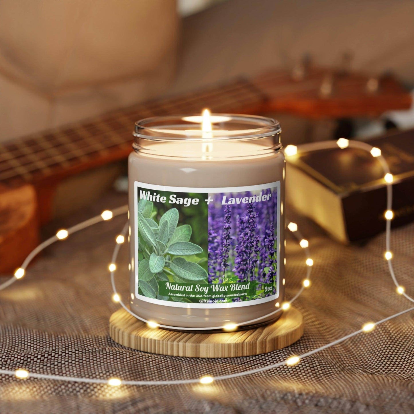 White Sage and Lavender Scented Soy Candle, Natural Soy wax Aromatherapy candle, Stress relief gift for mom grandma new mom stepmom - Giftsmojo