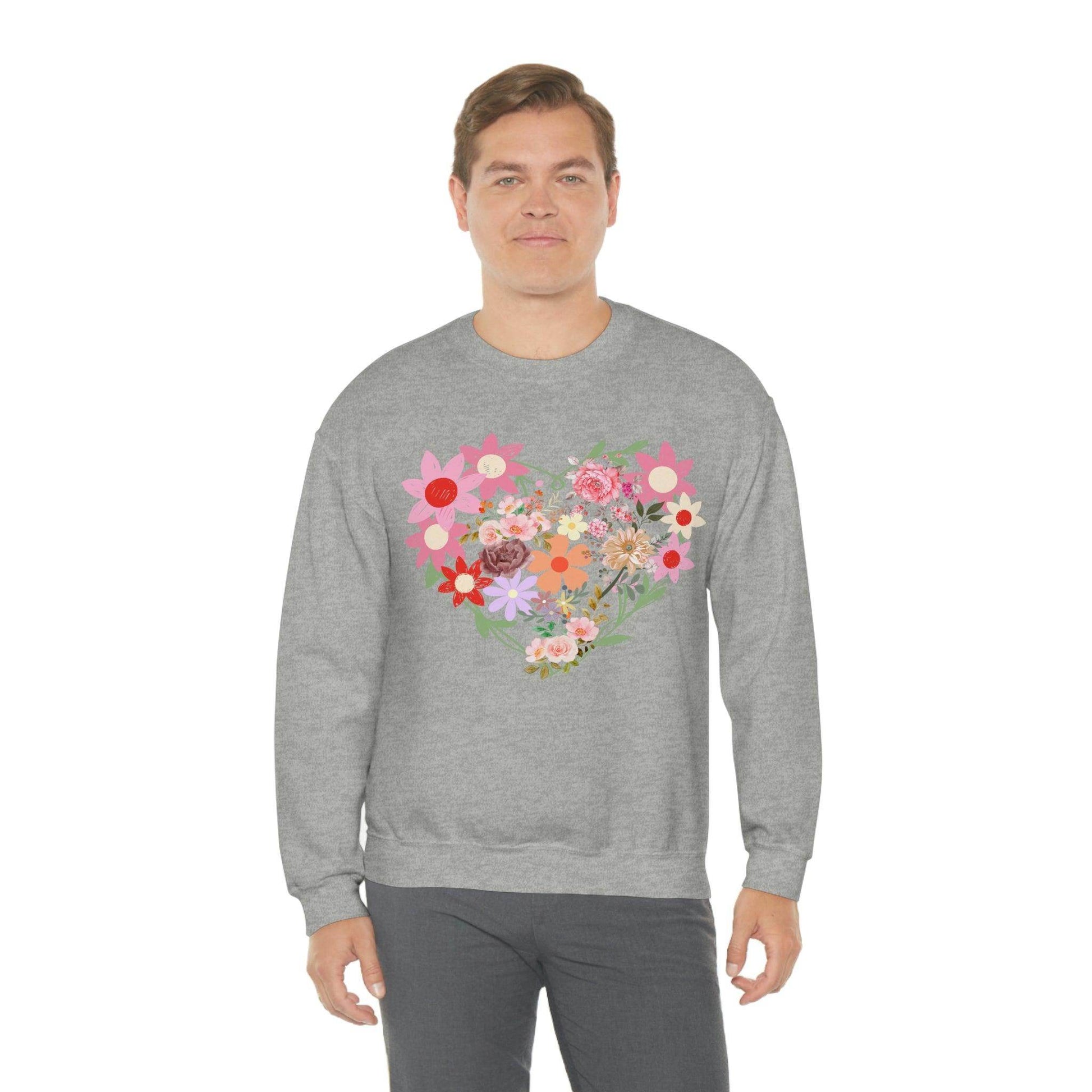 Flower Heart sweatshirt - Floral sweatshirt - Love Sweatshirt - Giftsmojo