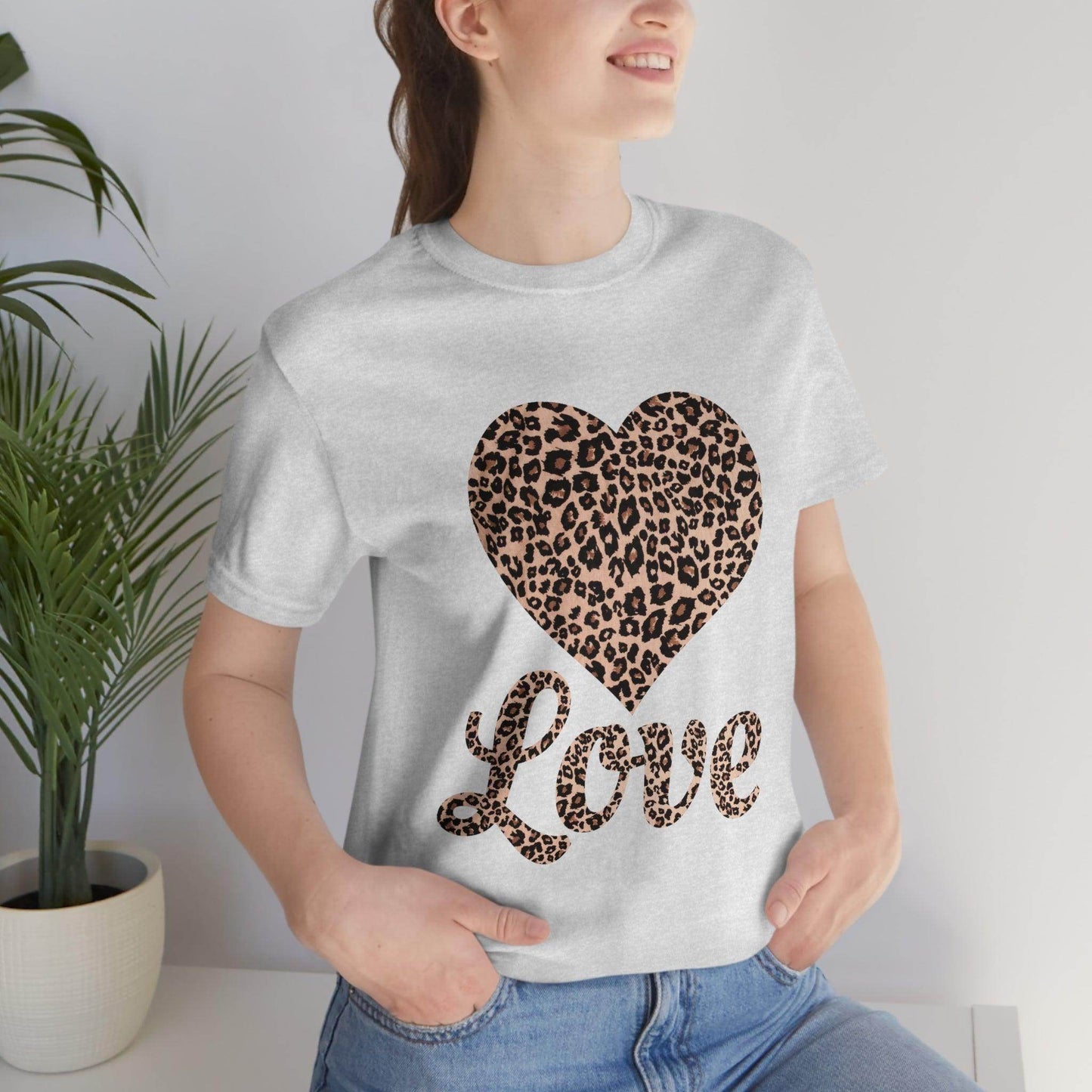 Leopard Print, Love Heart Tee, - Giftsmojo