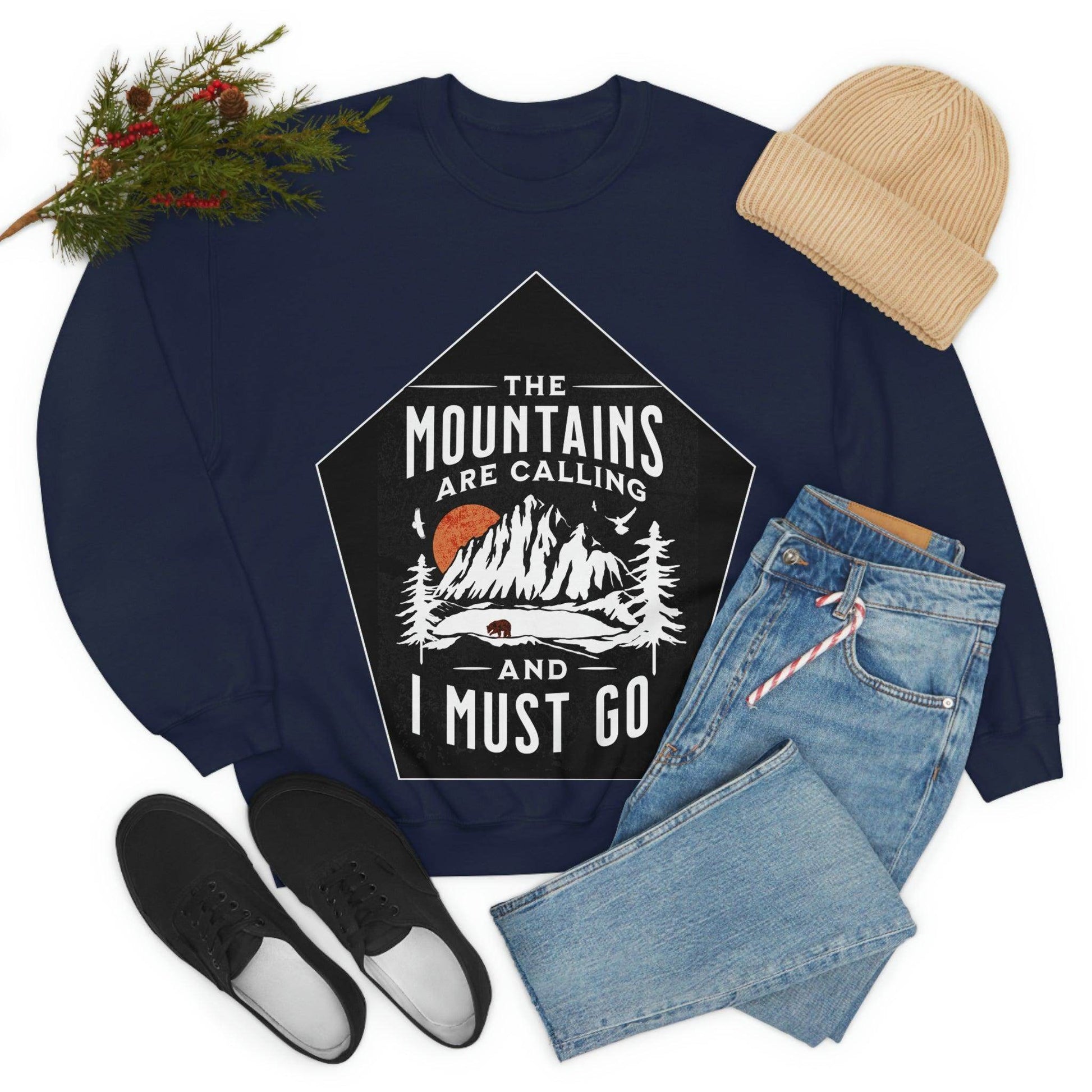 The Mountains are Calling and I Must Go, Crewneck Sweatshirt - Giftsmojo