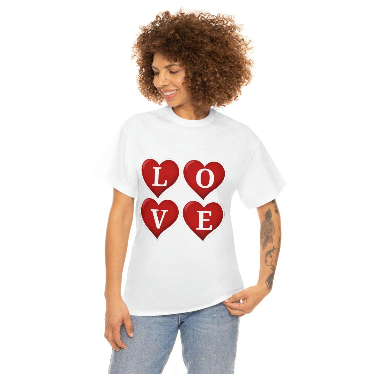 white 4hearts love Tee - Giftsmojo