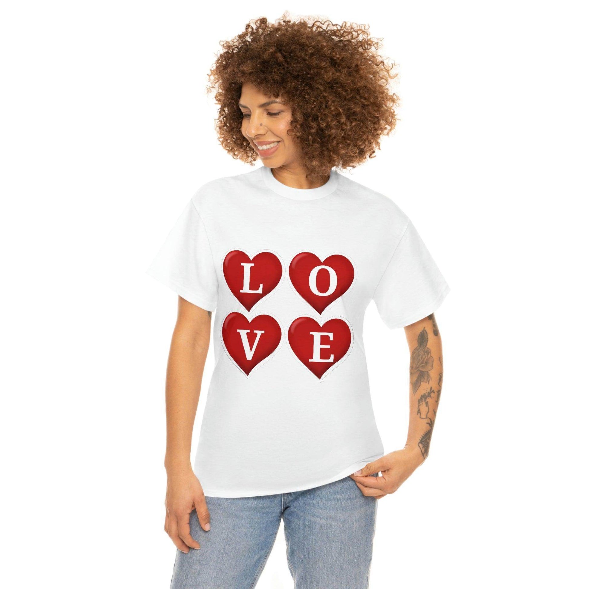white 4hearts love Tee - Giftsmojo
