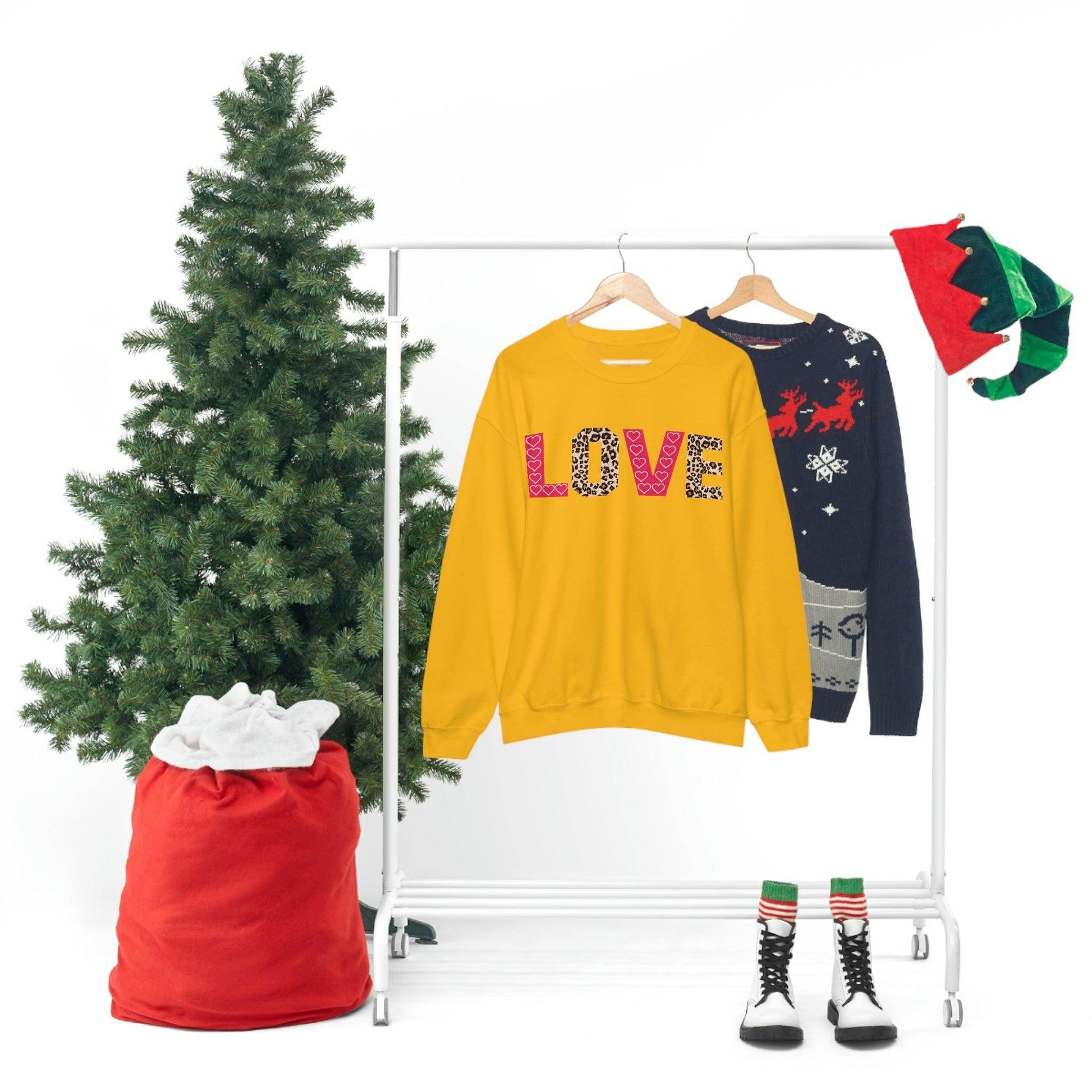 Love Sweatshirt with partial leopard print - Giftsmojo