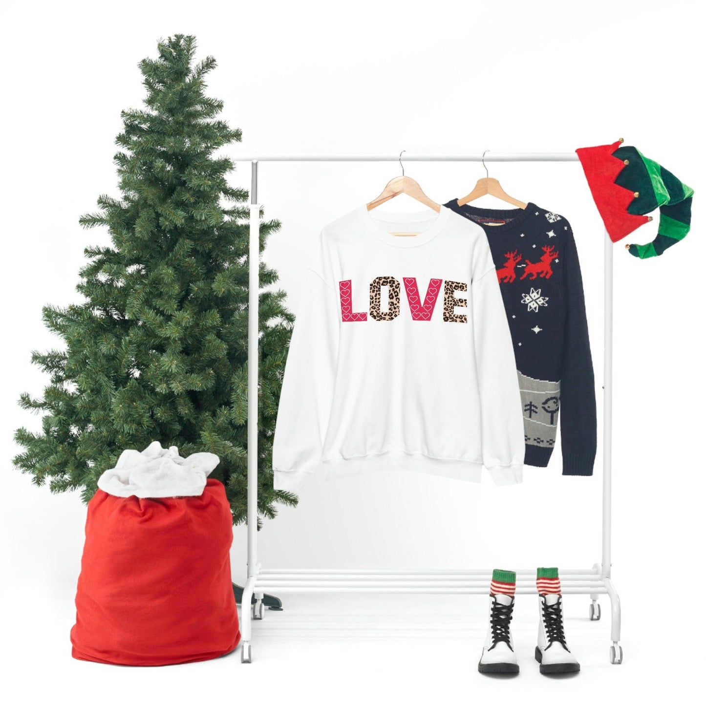 Love Sweatshirt with partial leopard print - Giftsmojo