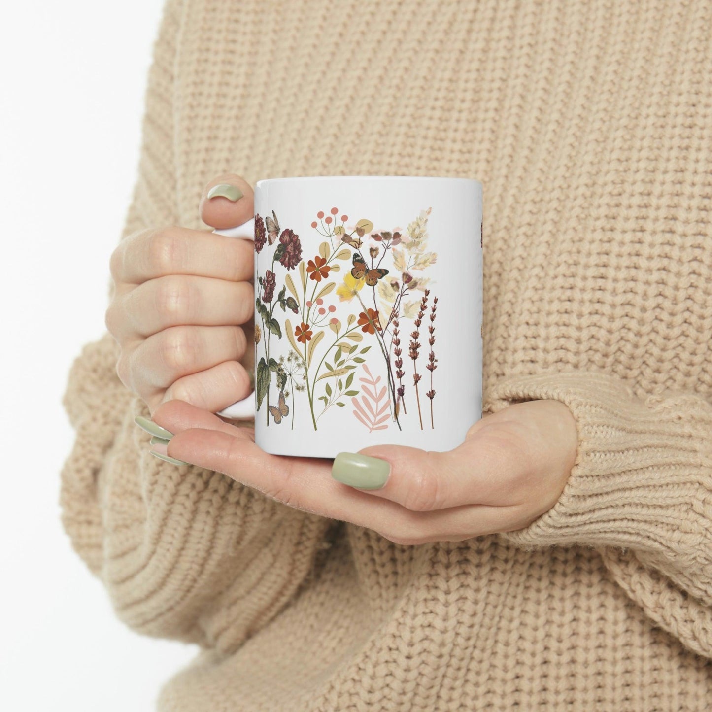 Floral Mug, gift for mom on mothers day, Birthday gift for mom, gift for plant lovers, coffee mug for her, hot cocoa mug, gift for coffee lover - Giftsmojo