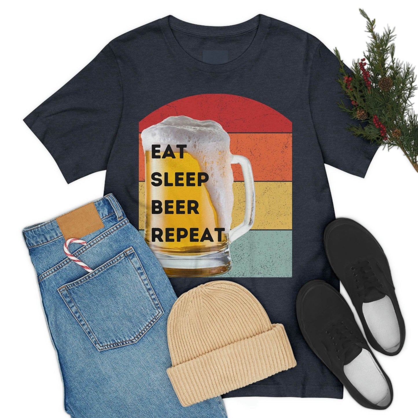 Retro shirt Eat Sleep Beer Repeat - funny beer shirt - Giftsmojo