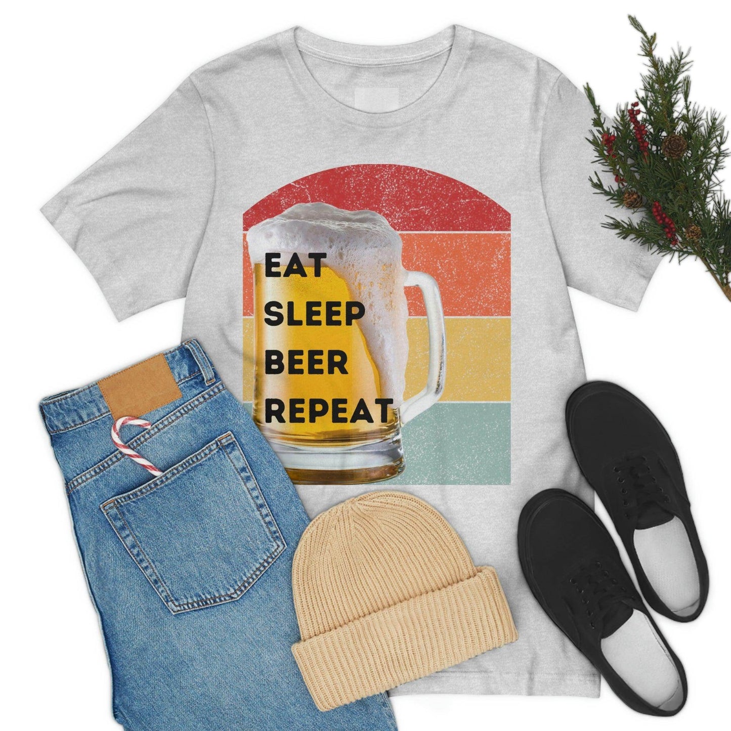 Retro shirt Eat Sleep Beer Repeat - funny beer shirt - Giftsmojo