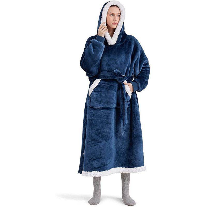 Winter Hoodie Blanket With Button Design Warm Home Clothes Women Men Oversized Pullover - Giftsmojo