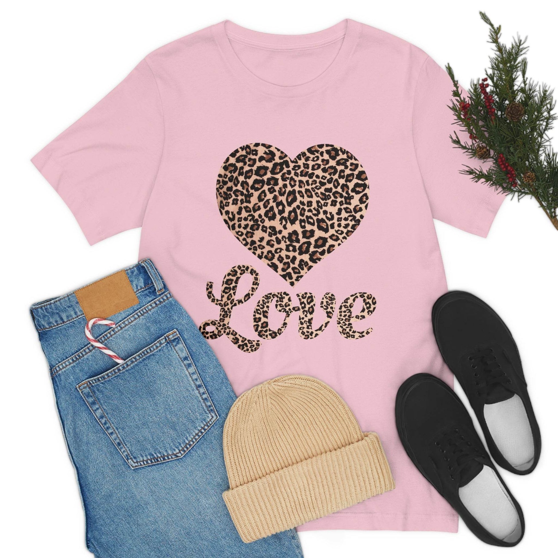 Leopard Print, Love Heart Tee, - Giftsmojo