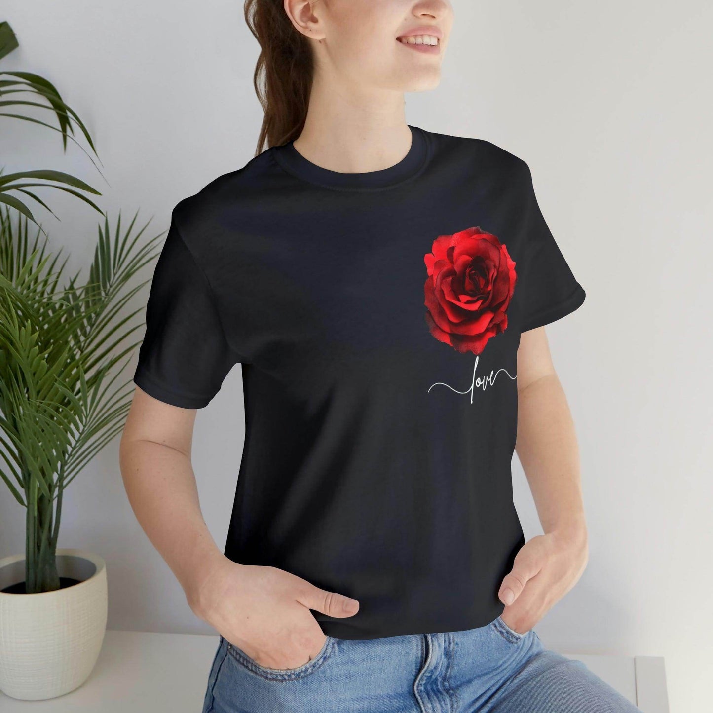 Love Rose Flower T-shirt for Women, Rose Graphic T-shirt, floral shirt, gift for her, love shirt - Giftsmojo