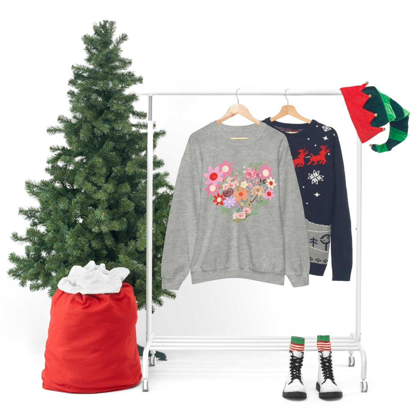 Flower Heart sweatshirt - Floral sweatshirt - Love Sweatshirt - Giftsmojo