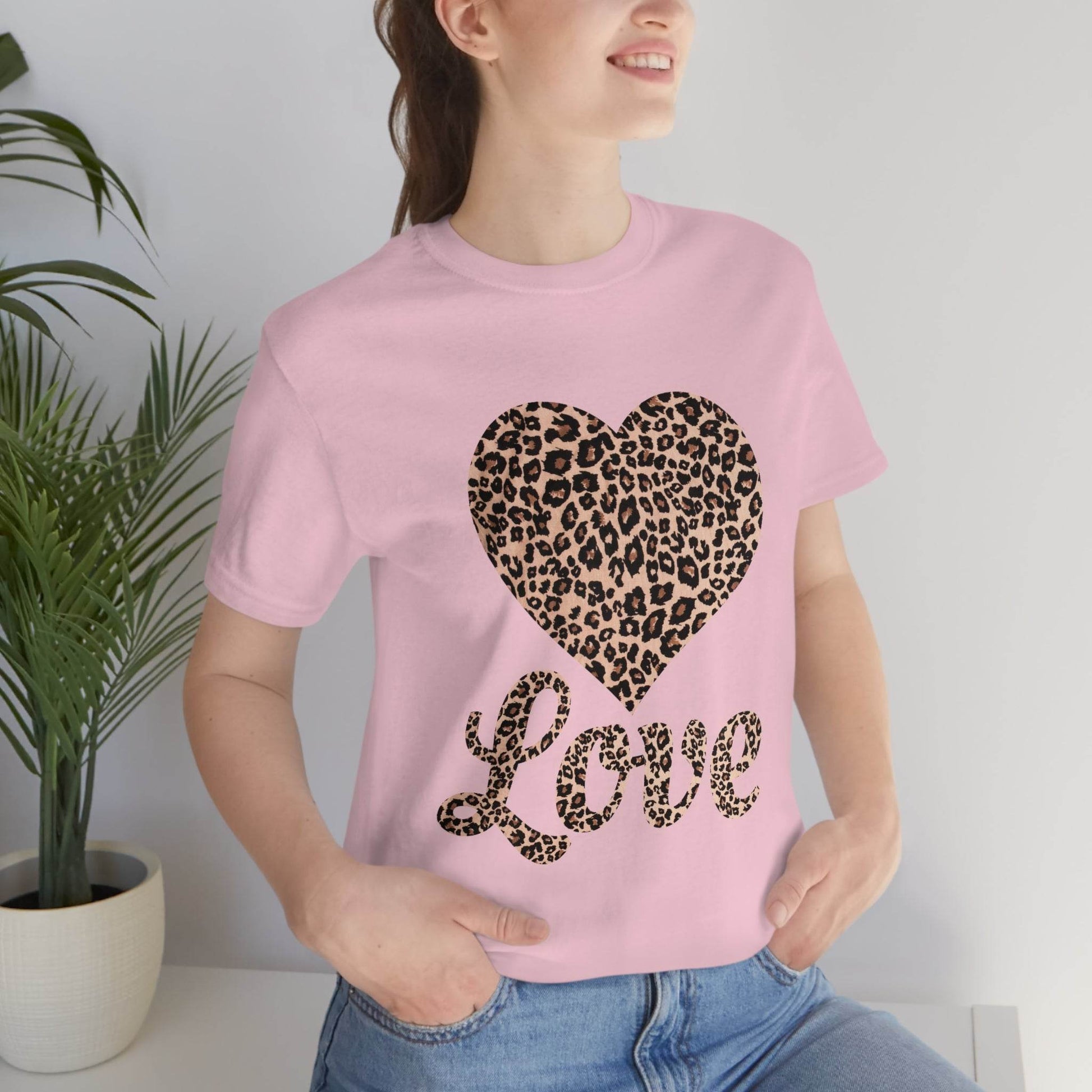 Leopard Print, Love Heart Tee, - Giftsmojo