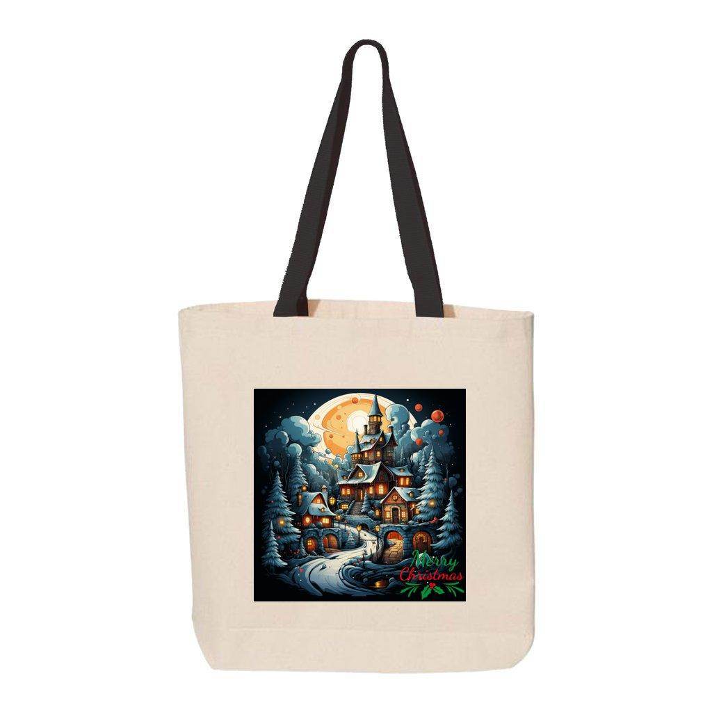 Christmas Canvas Tote with Contrast-Color Handles - Giftsmojo