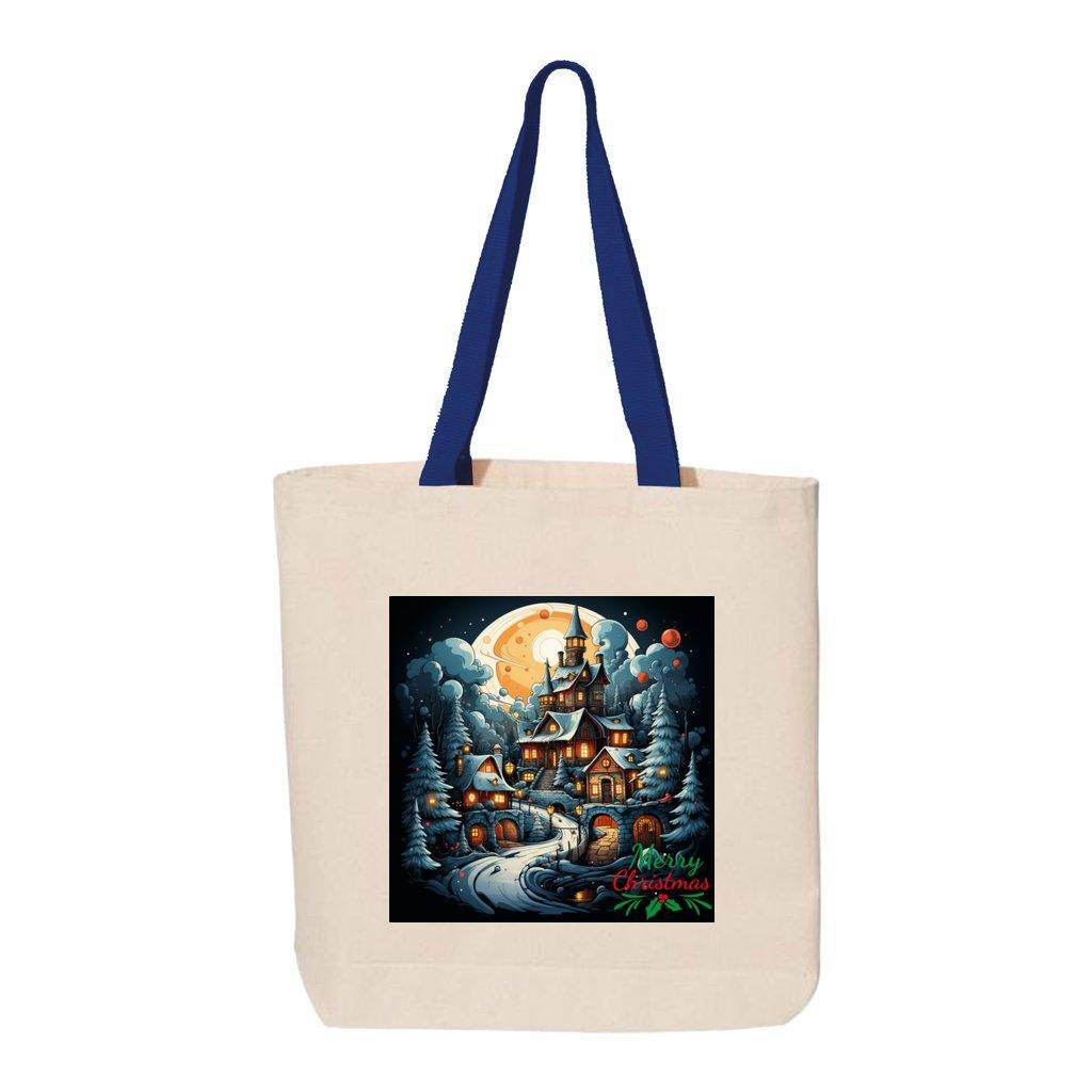 Christmas Canvas Tote with Contrast-Color Handles - Giftsmojo