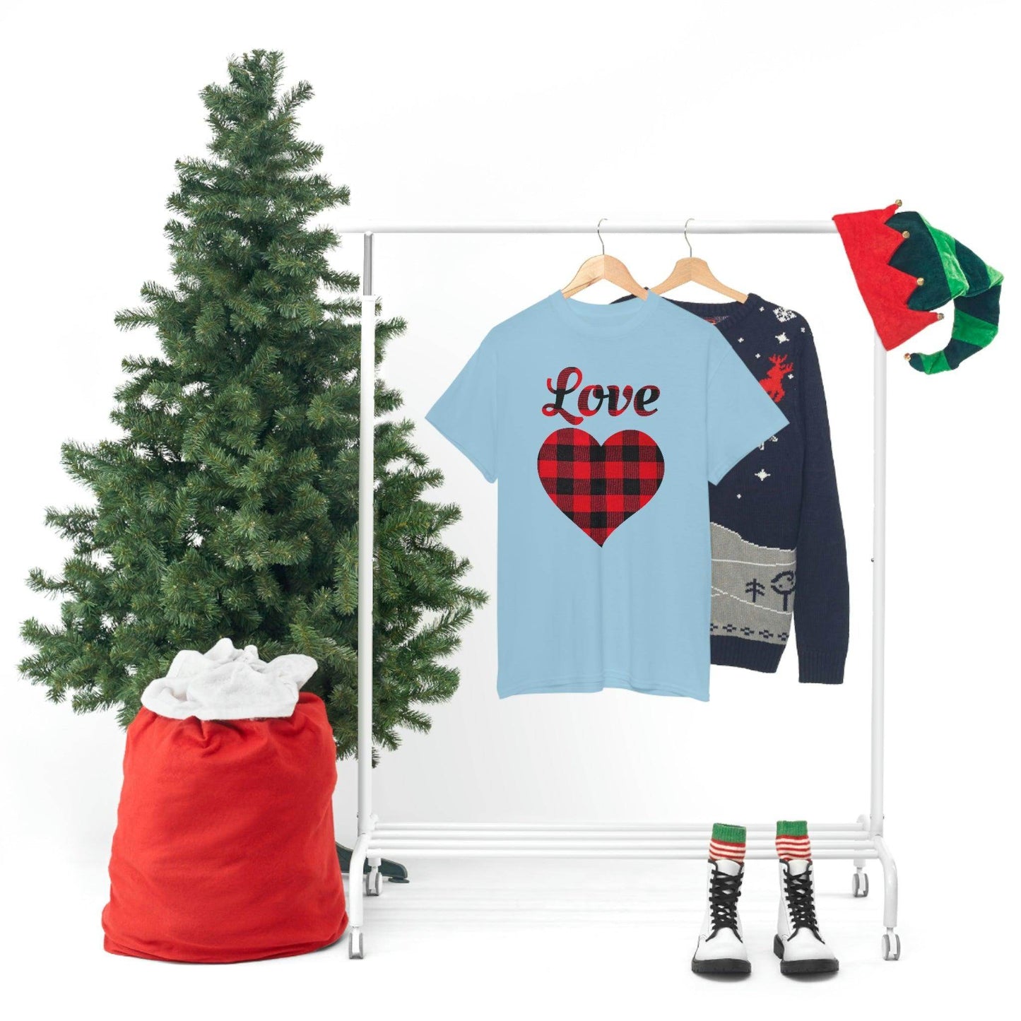 Plaid Love Heart Tee - Giftsmojo