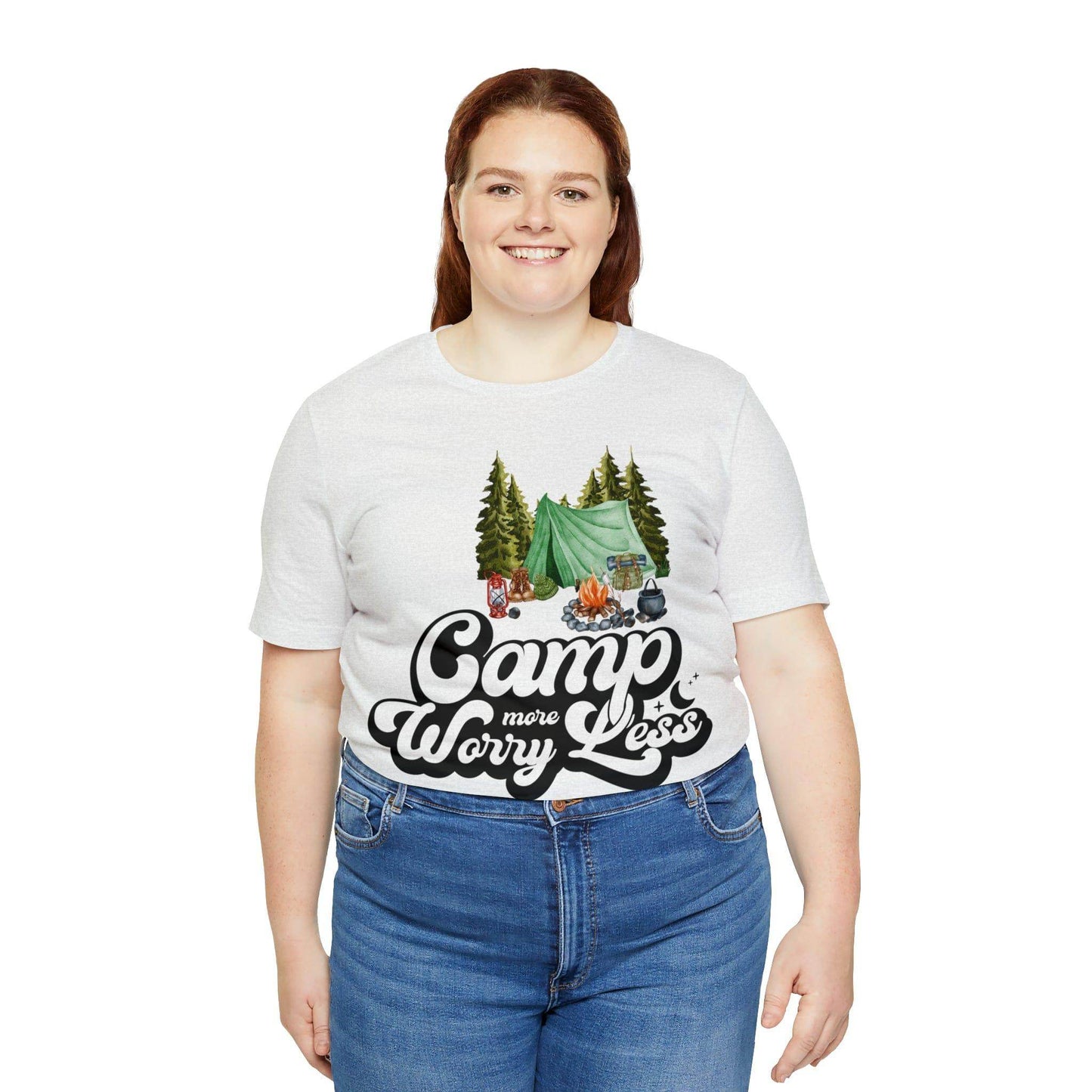 Camp More Worry Less Shirt, Outdoor adventure clothing, Nature-inspired shirts, Hiking apparel, Outdoor enthusiasts gift, Adventure-themed attire - Giftsmojo