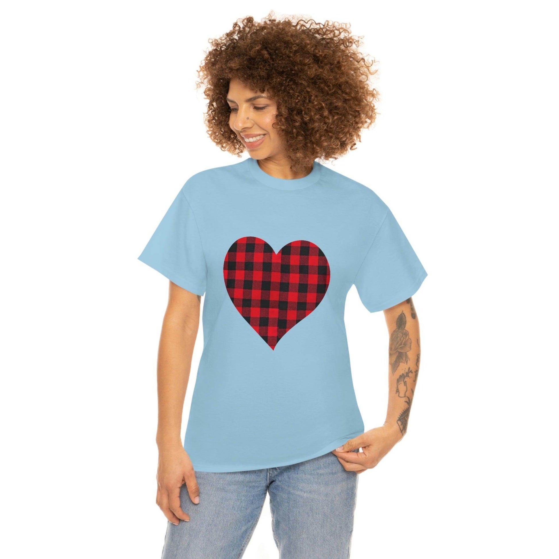 Plaid Heart T-Shirt, - Giftsmojo