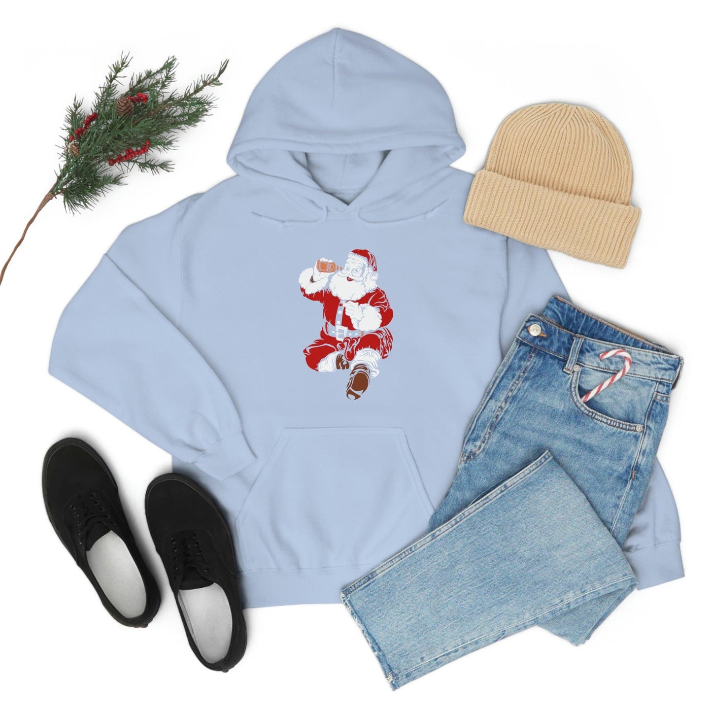 Santa drinking beer funny Hooded Sweatshirt, - Giftsmojo