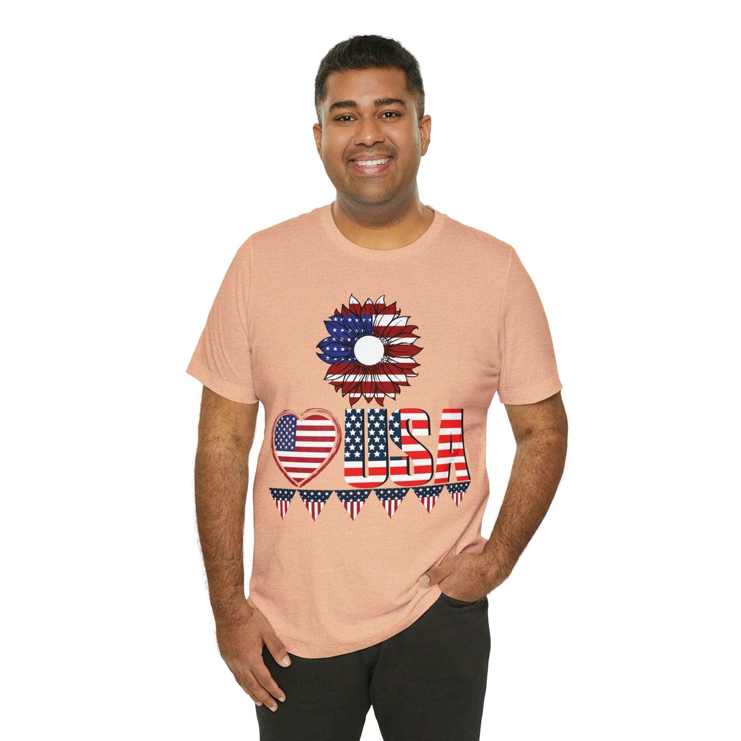 American flag shirt, Red, white, and blue shirt, Flower Love USA shirt, - Giftsmojo