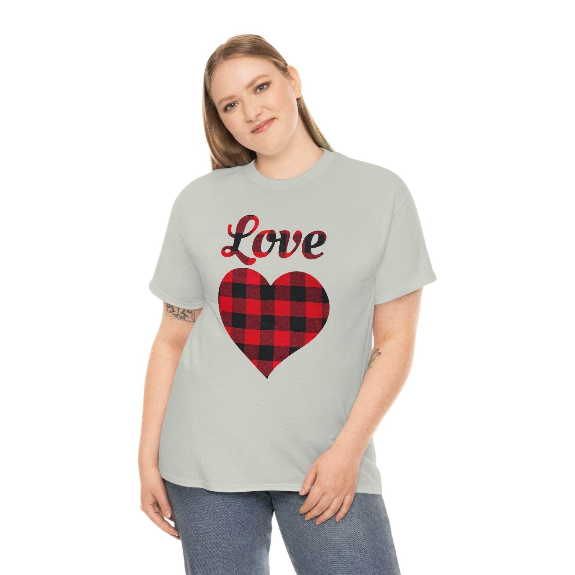Plaid Love Heart Tee - Giftsmojo