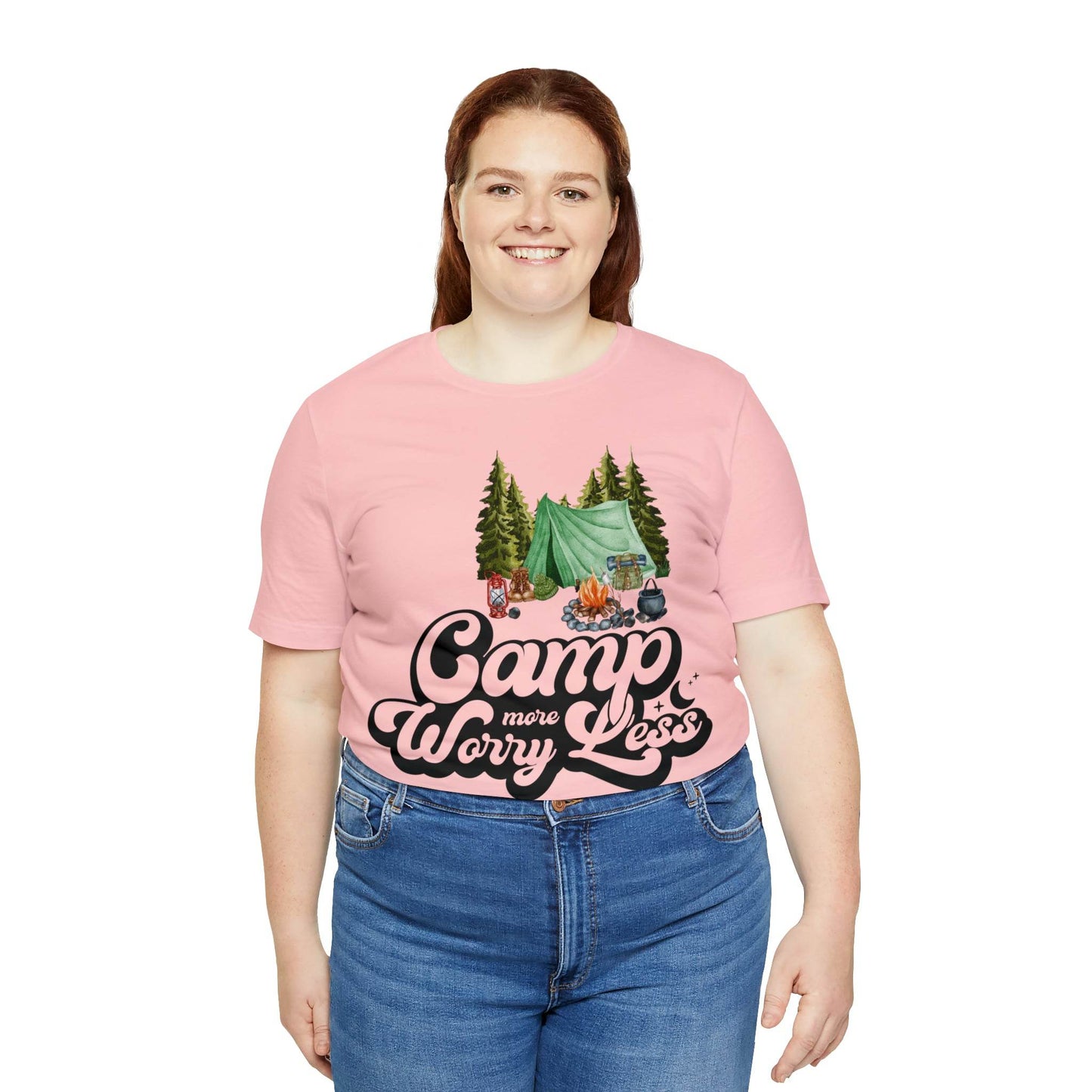 Camp More Worry Less Shirt, Outdoor adventure clothing, Nature-inspired shirts, Hiking apparel, Outdoor enthusiasts gift, Adventure-themed attire - Giftsmojo