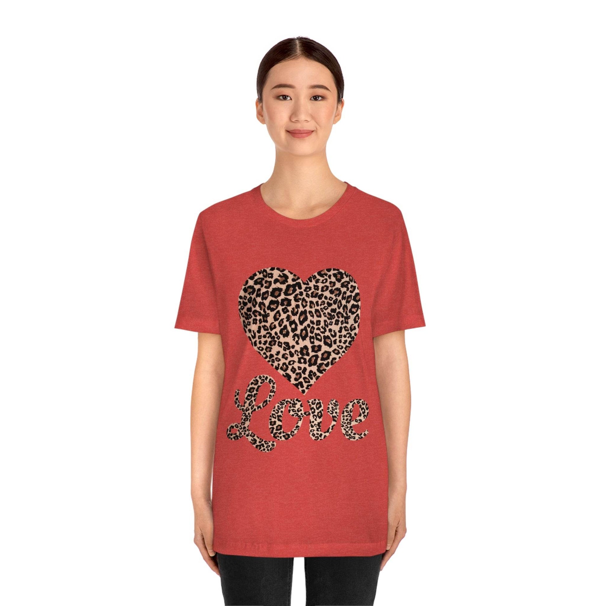 Leopard Print, Love Heart Tee, - Giftsmojo