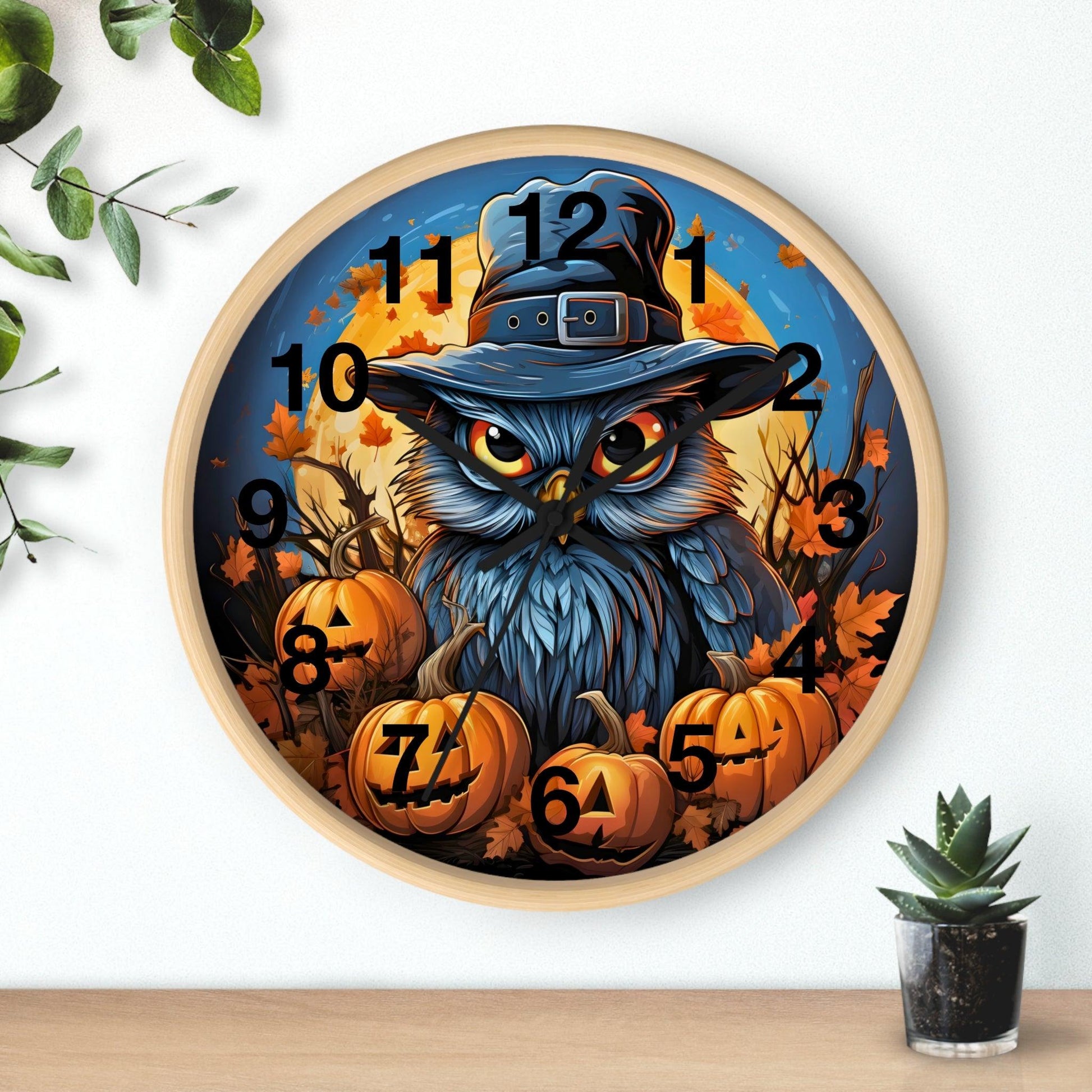 Happy HALLOTHANKSMAS Wall Clock Halloween Wall Clocks Thanksgiving Clock Fall Clock Halloween Decor - Giftsmojo