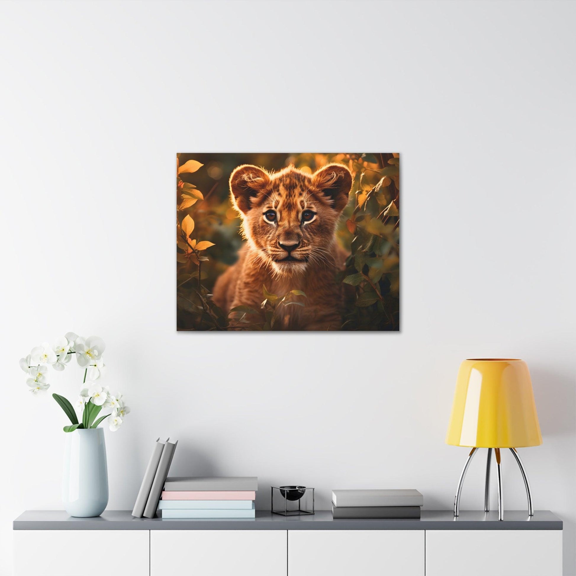 Baby Lion Cub Print Animal Nature Art Safari Nursery Canvas Gallery Wraps Baby Lion Print Large Canvas Art Animal Wall Art Lover Gift - Giftsmojo