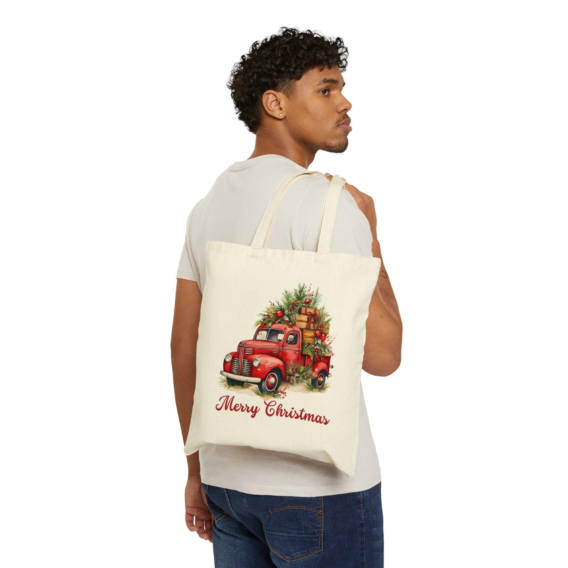 Christmas Tree Truck Bag Christmas Tote Bag Christmas Flower Totes Canvas Tote Bag Shopping Bag Gift For Women Totes Birthday Gift Bag Bridal Gift Tote Bag - Giftsmojo